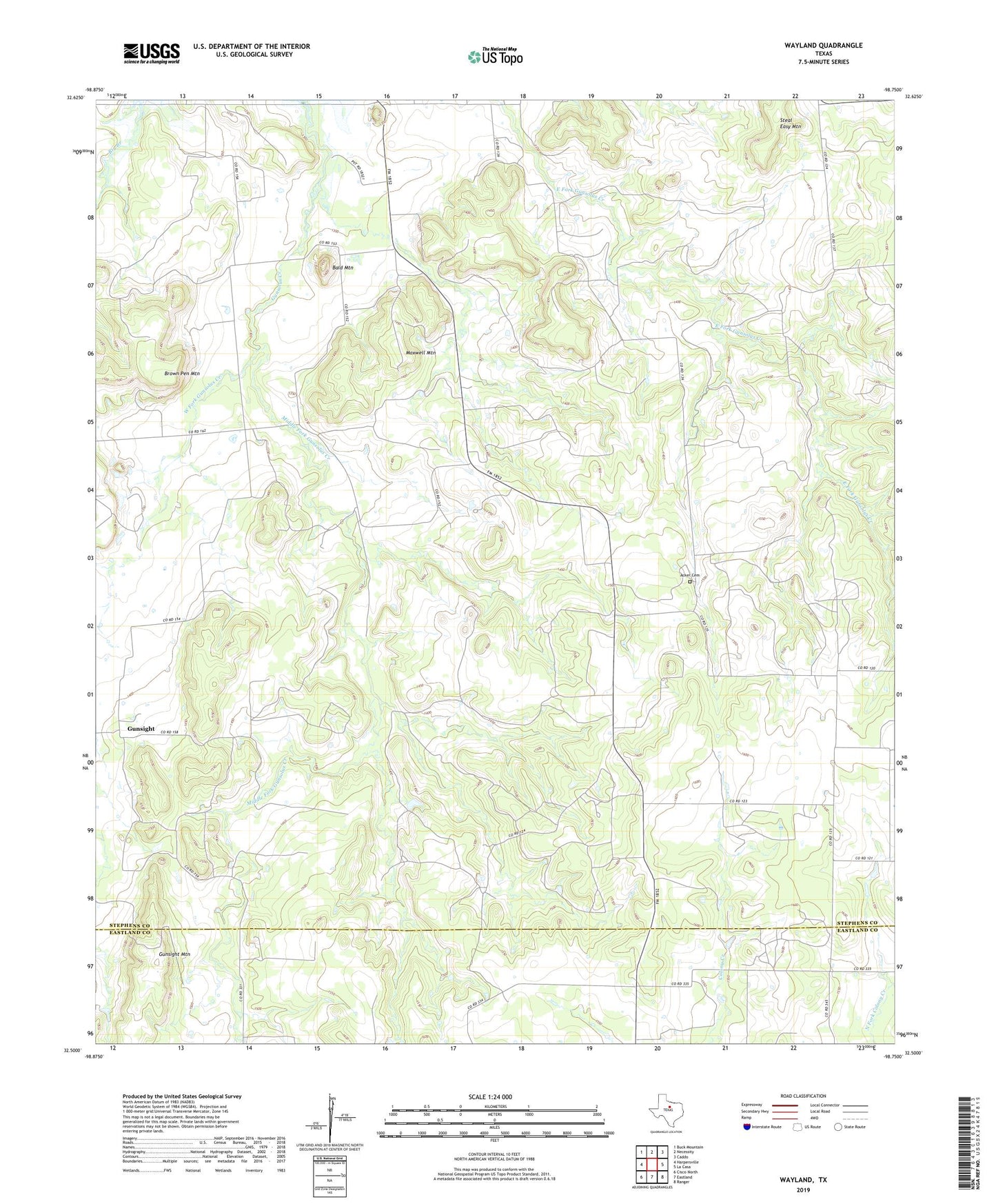 Wayland Texas US Topo Map Image