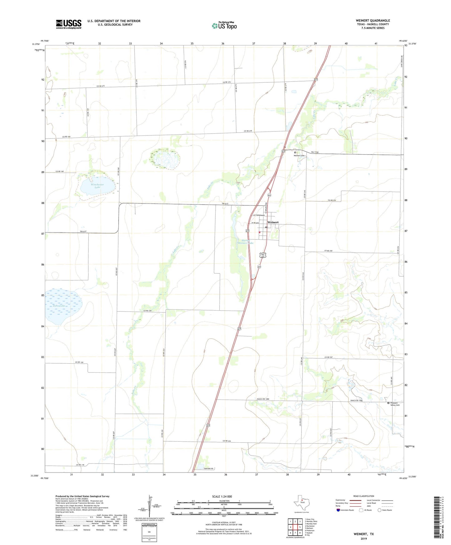 Weinert Texas US Topo Map Image