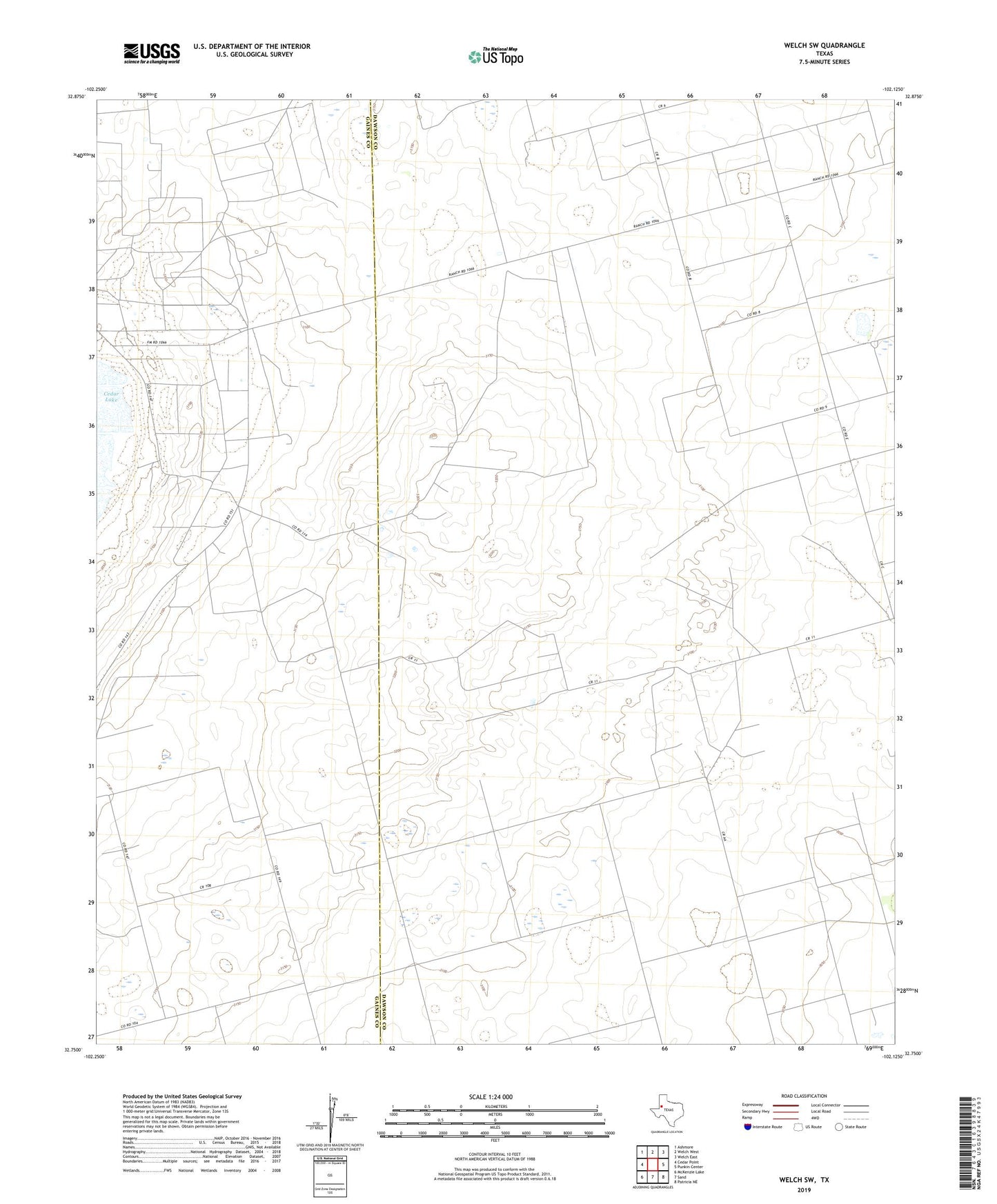 Welch SW Texas US Topo Map Image