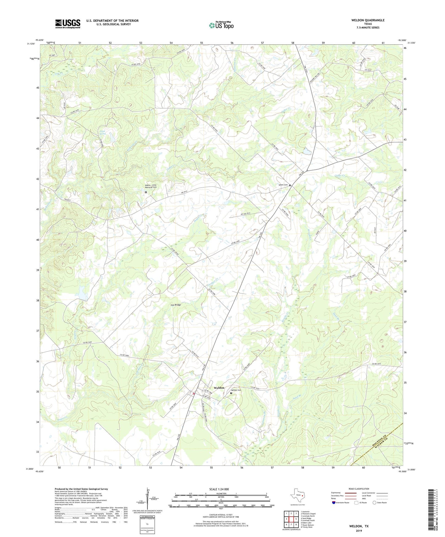 Weldon Texas US Topo Map Image
