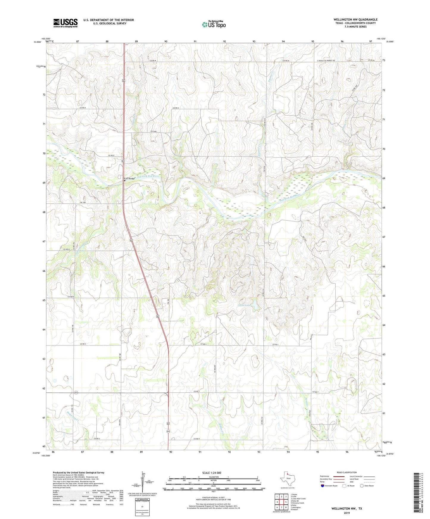 Wellington NW Texas US Topo Map Image