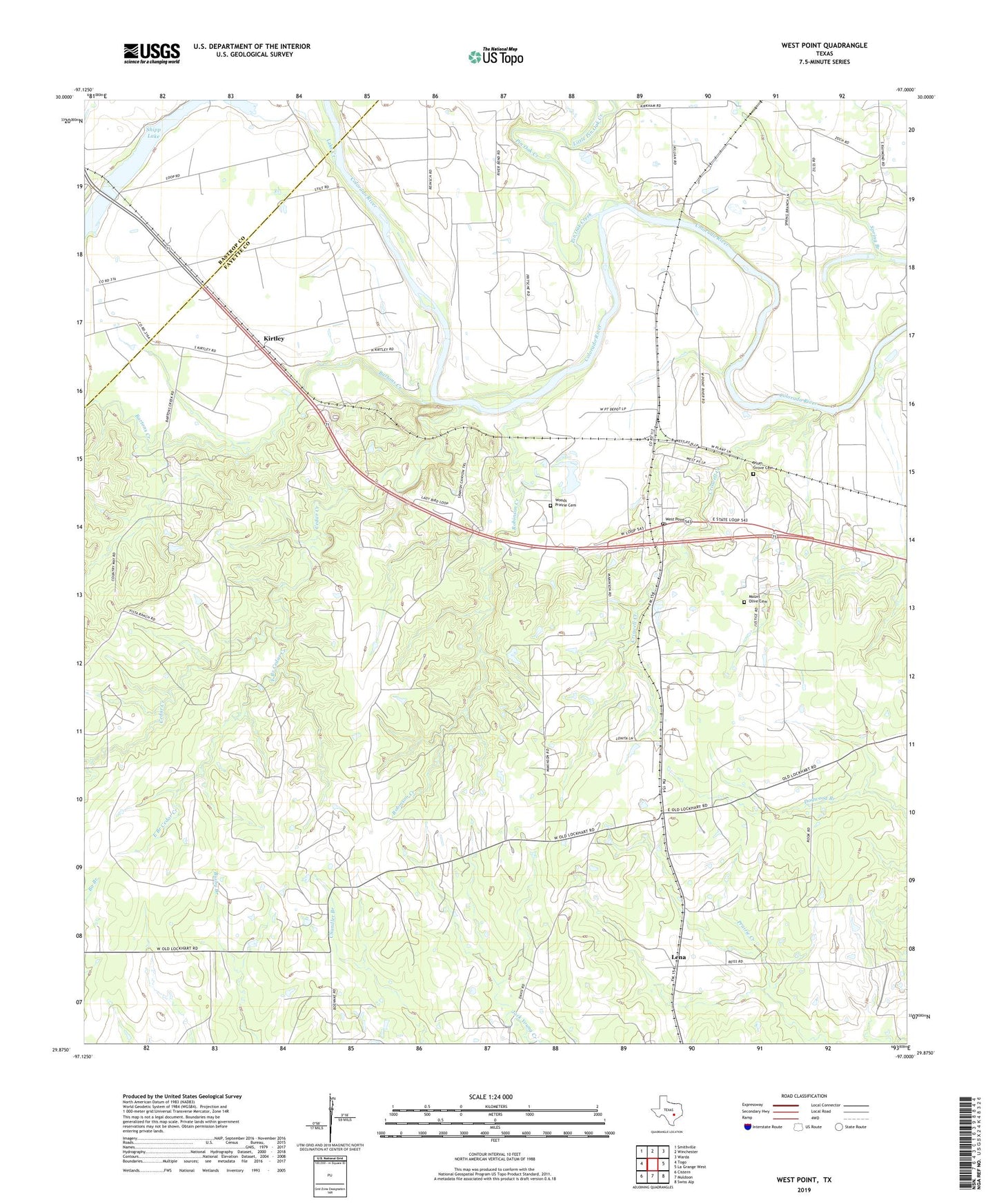 West Point Texas US Topo Map Image