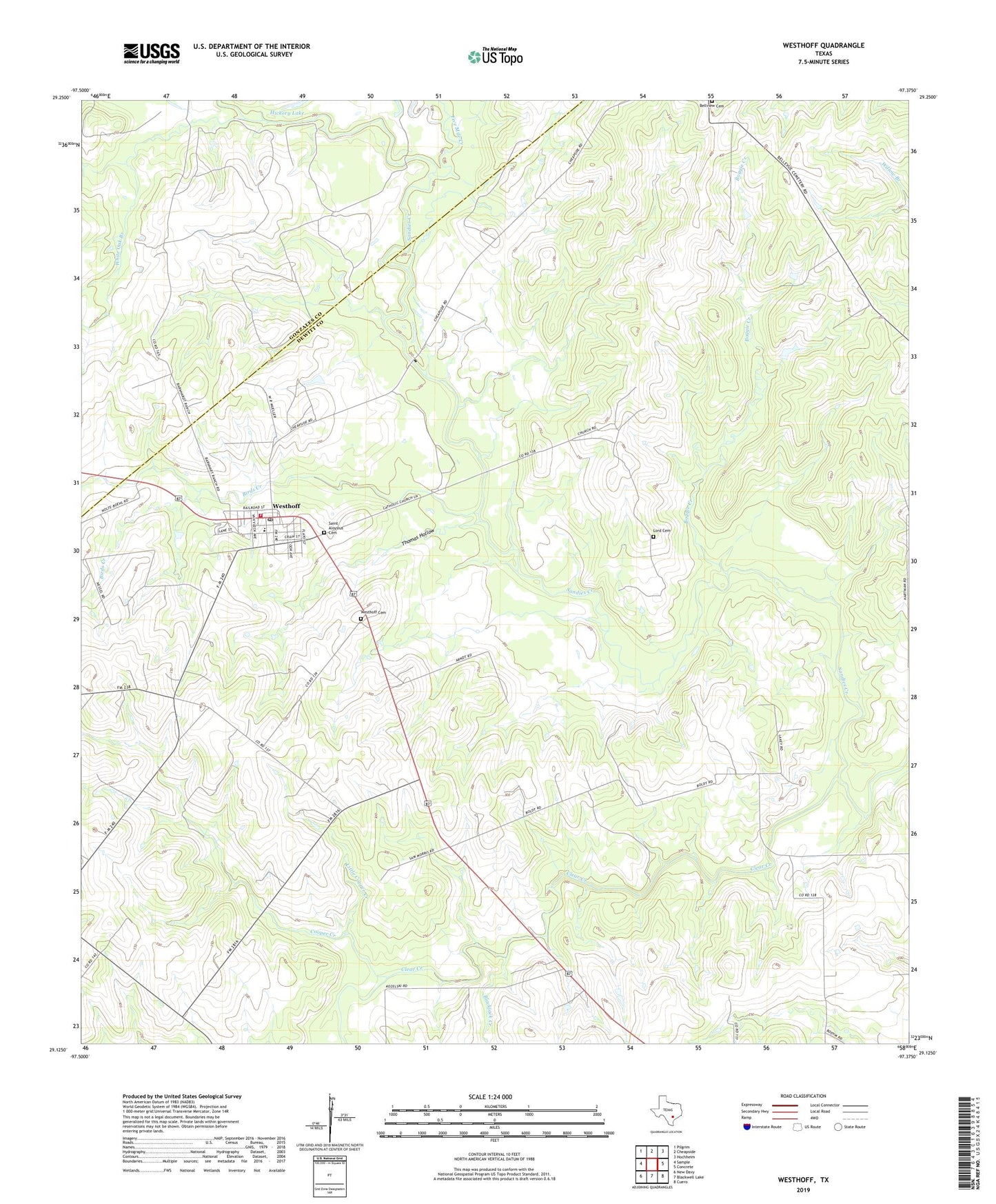 Westhoff Texas US Topo Map Image