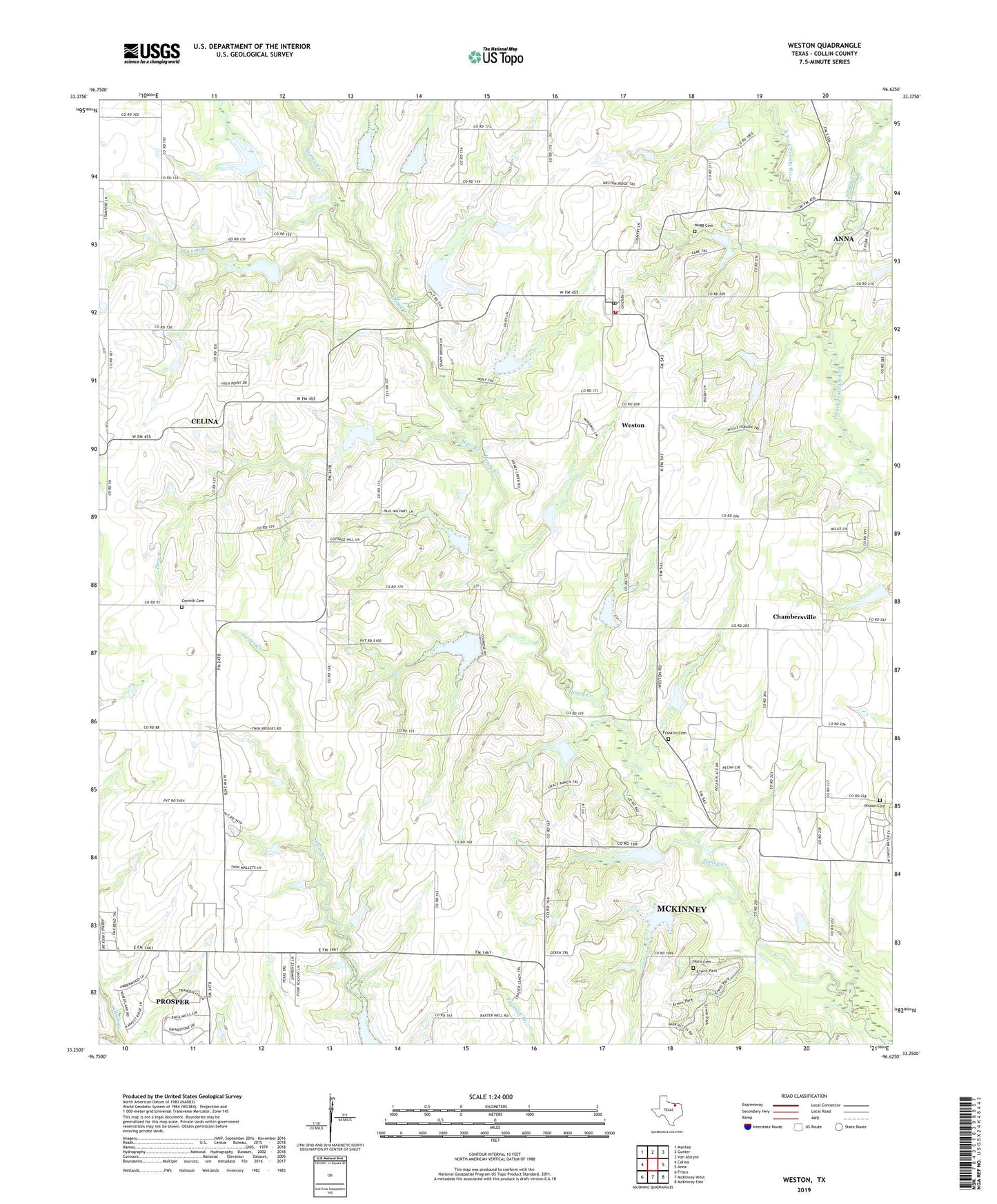 Weston Texas US Topo Map Image