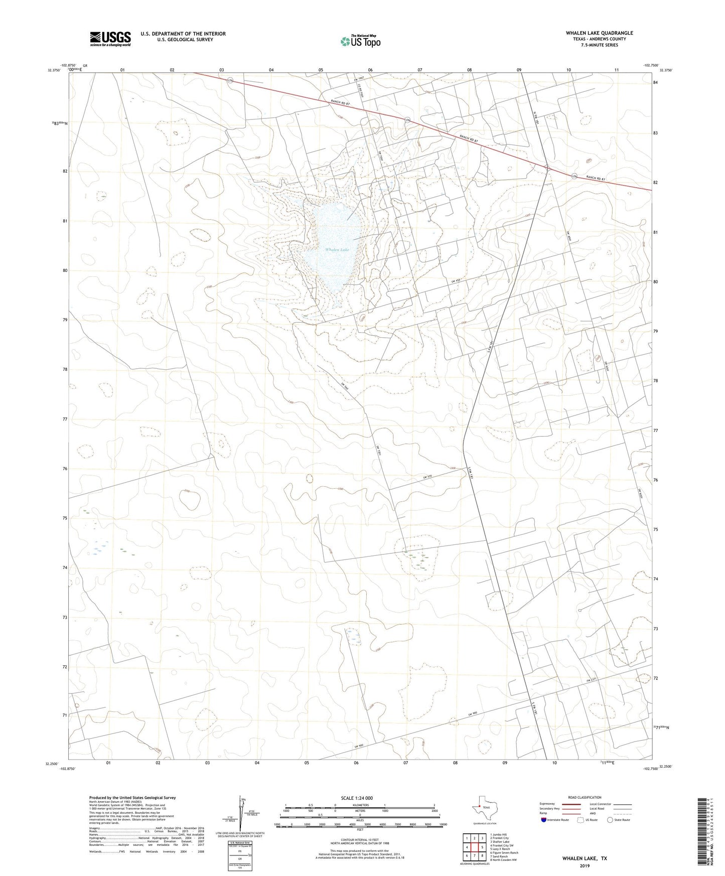 Whalen Lake Texas US Topo Map Image