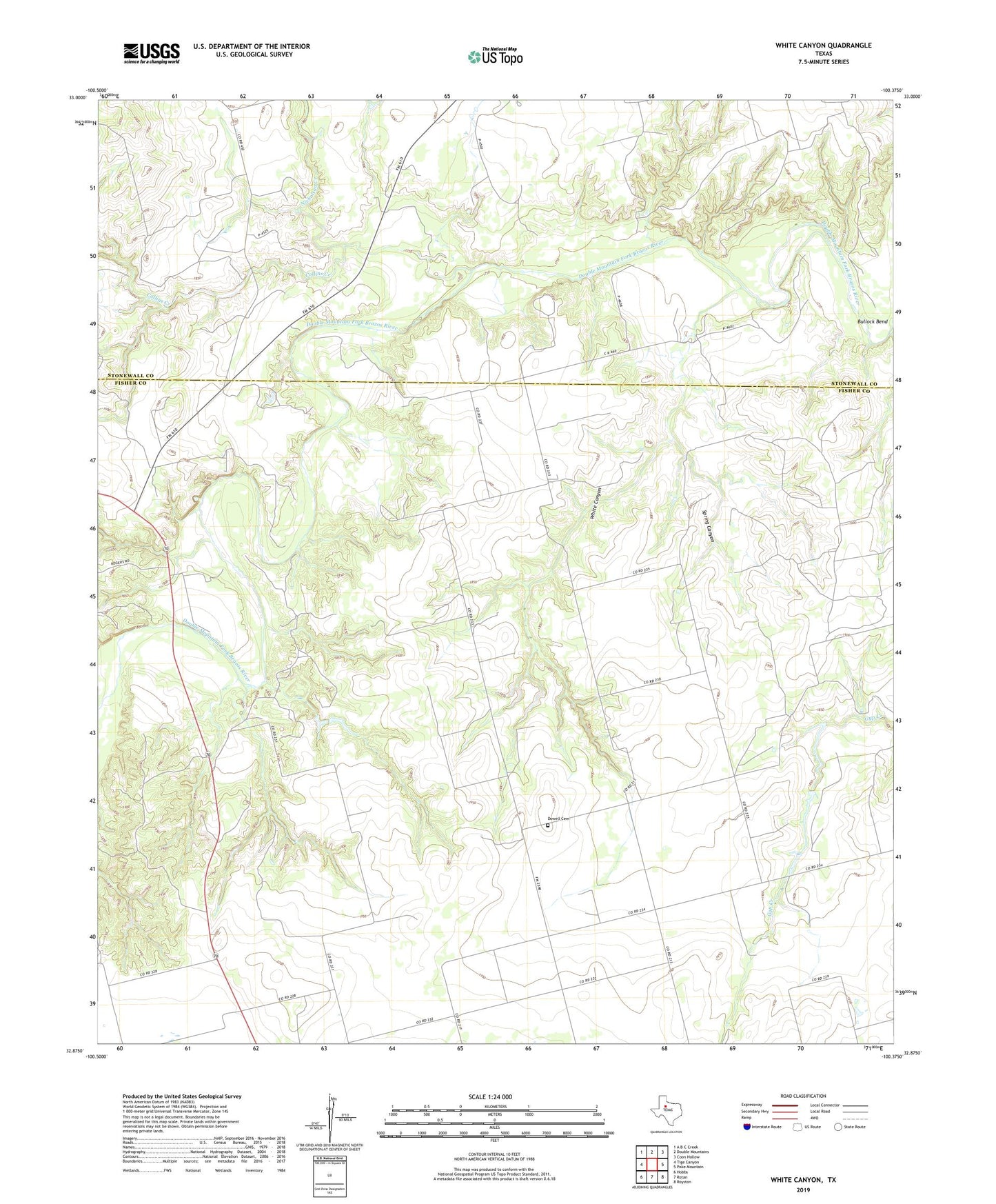 White Canyon Texas US Topo Map Image