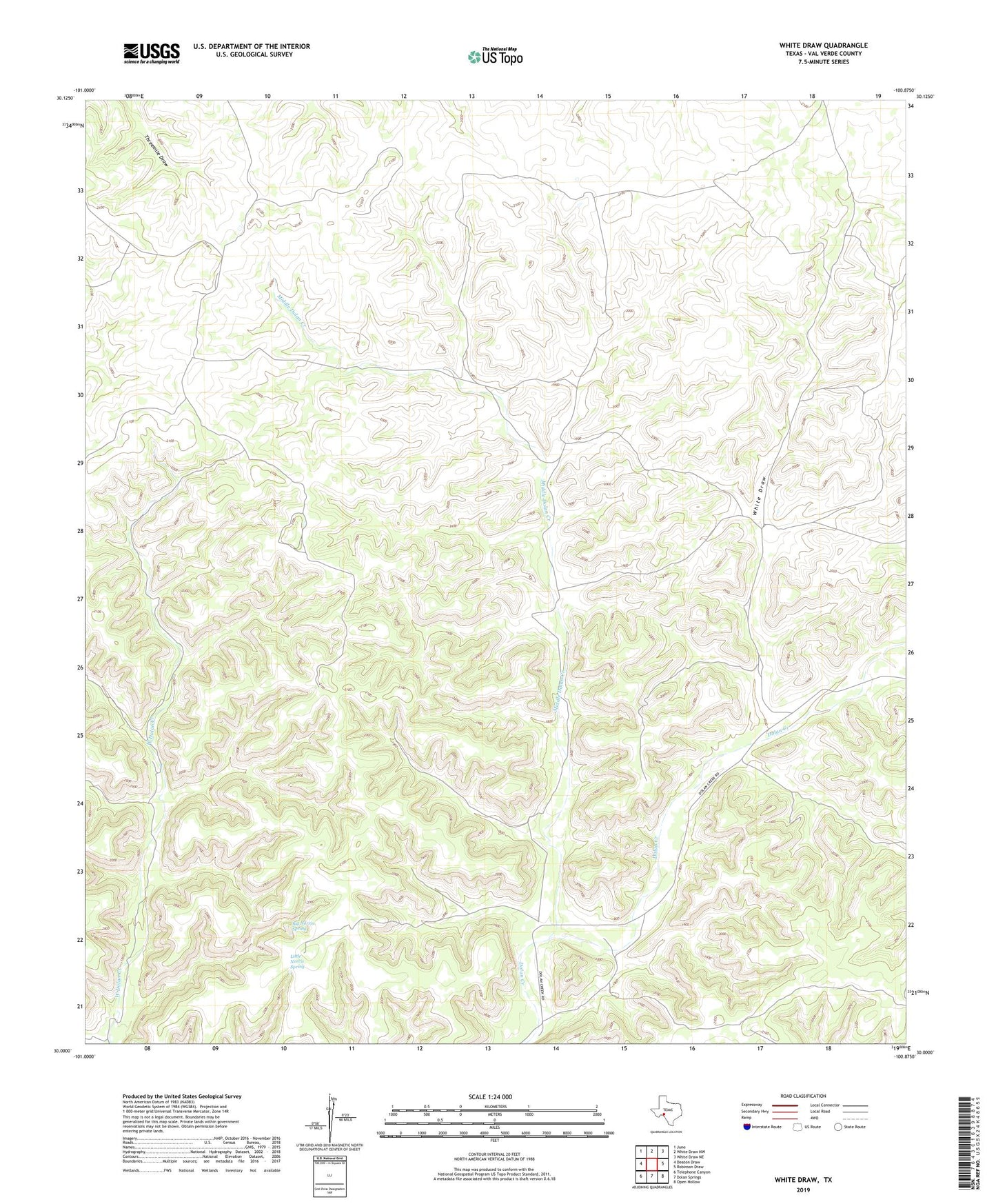 White Draw Texas US Topo Map Image