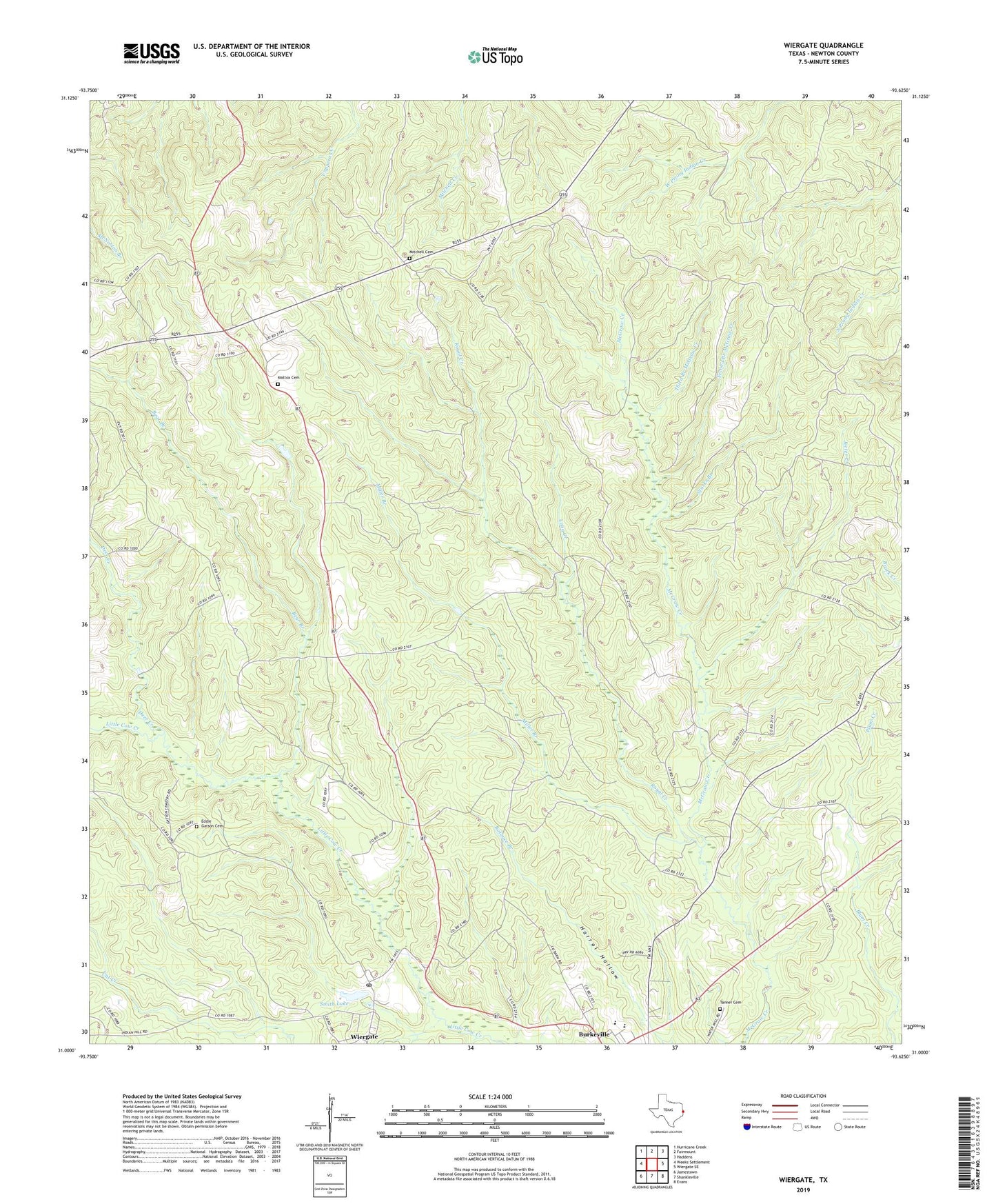 Wiergate Texas US Topo Map Image