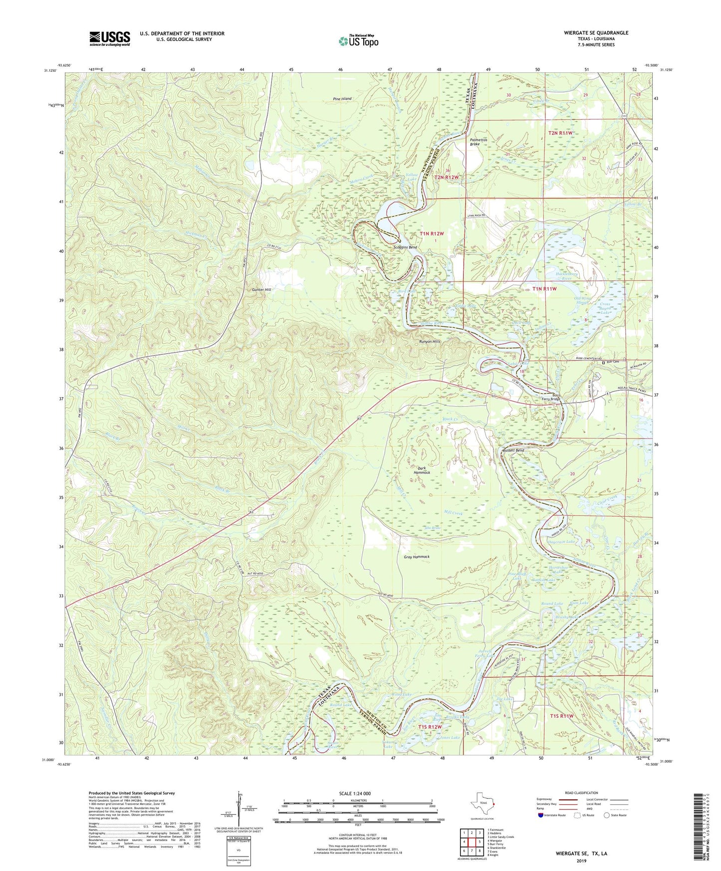 Wiergate SE Texas US Topo Map Image