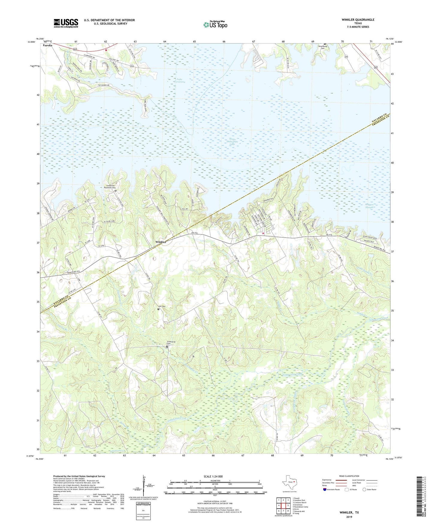Winkler Texas US Topo Map Image