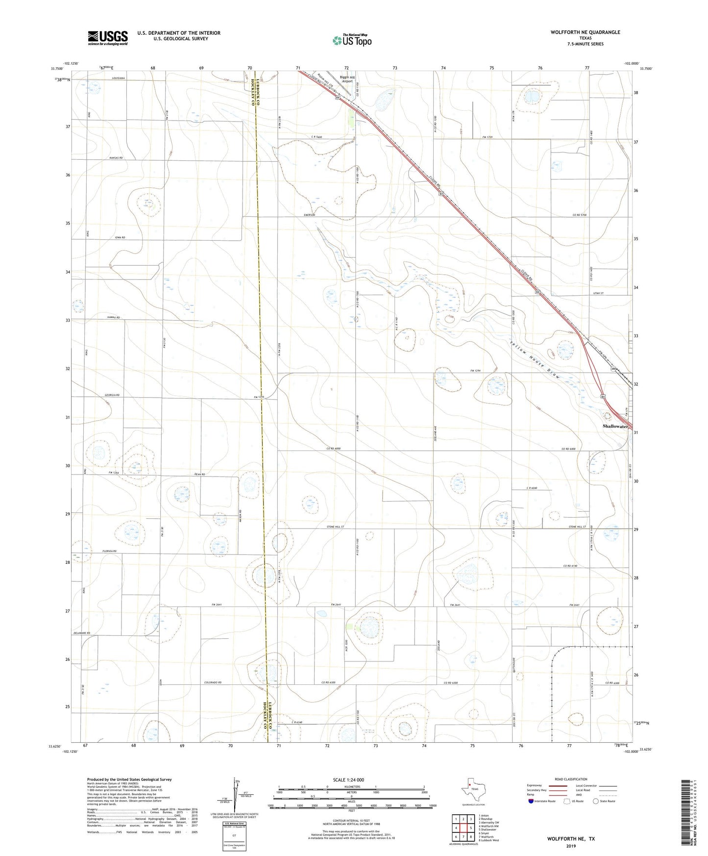 Wolfforth NE Texas US Topo Map Image