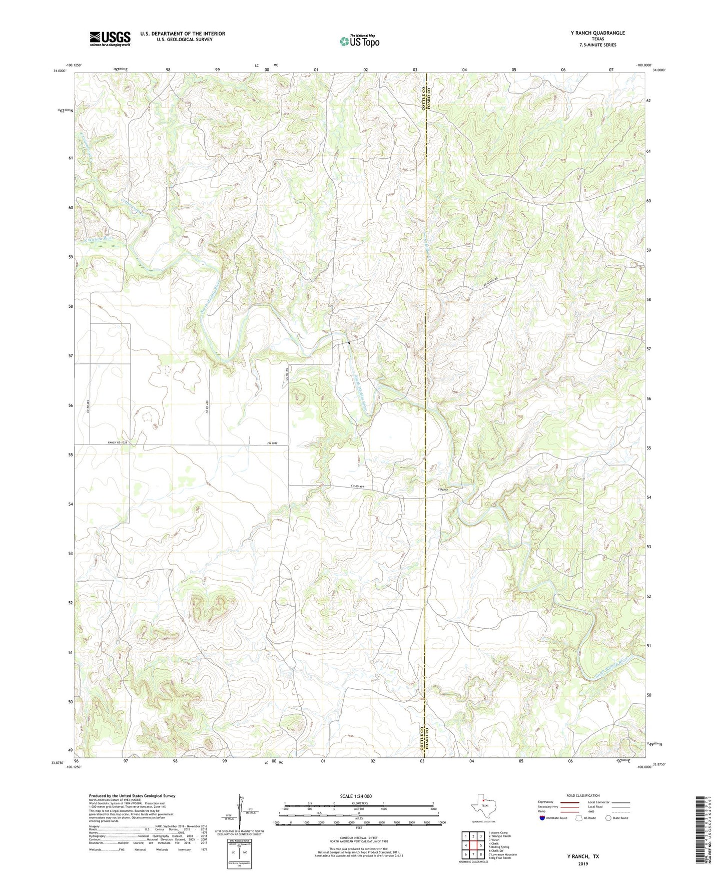 Y Ranch Texas US Topo Map Image