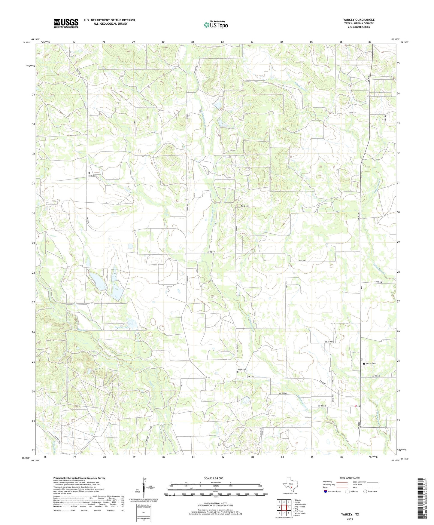 Yancey Texas US Topo Map Image