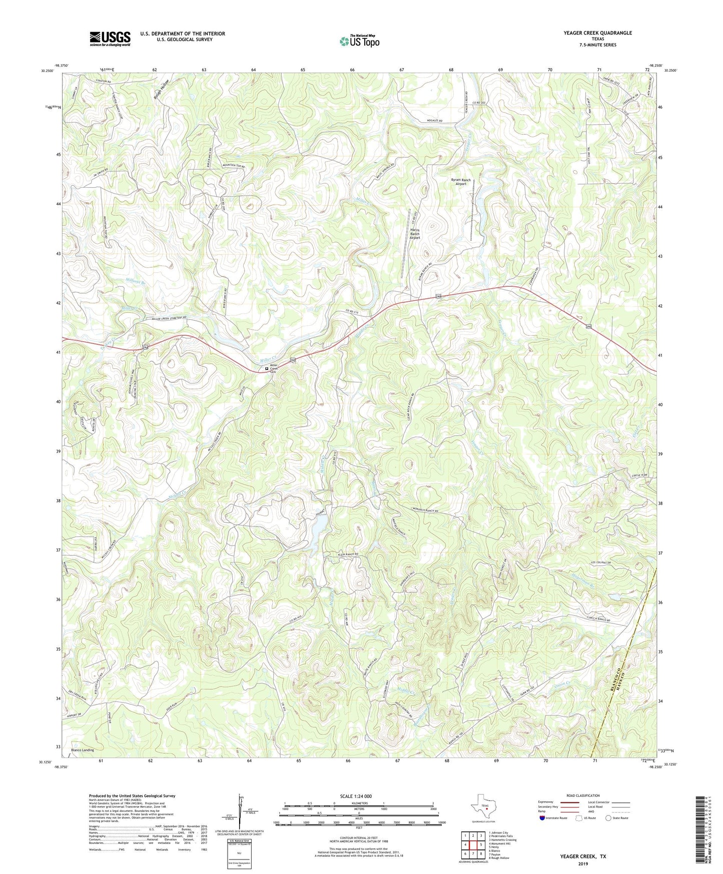 Yeager Creek Texas US Topo Map Image