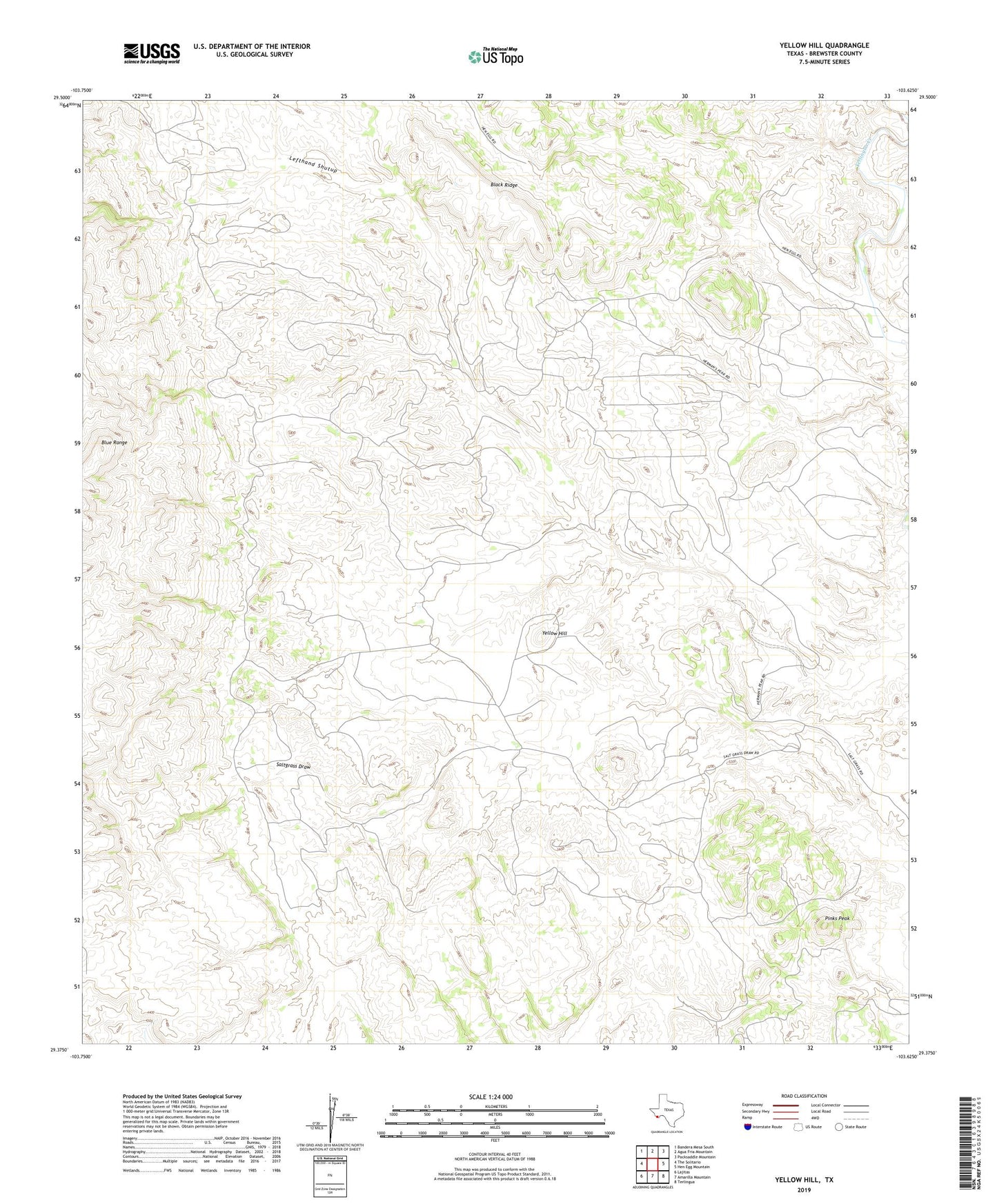 Yellow Hill Texas US Topo Map Image