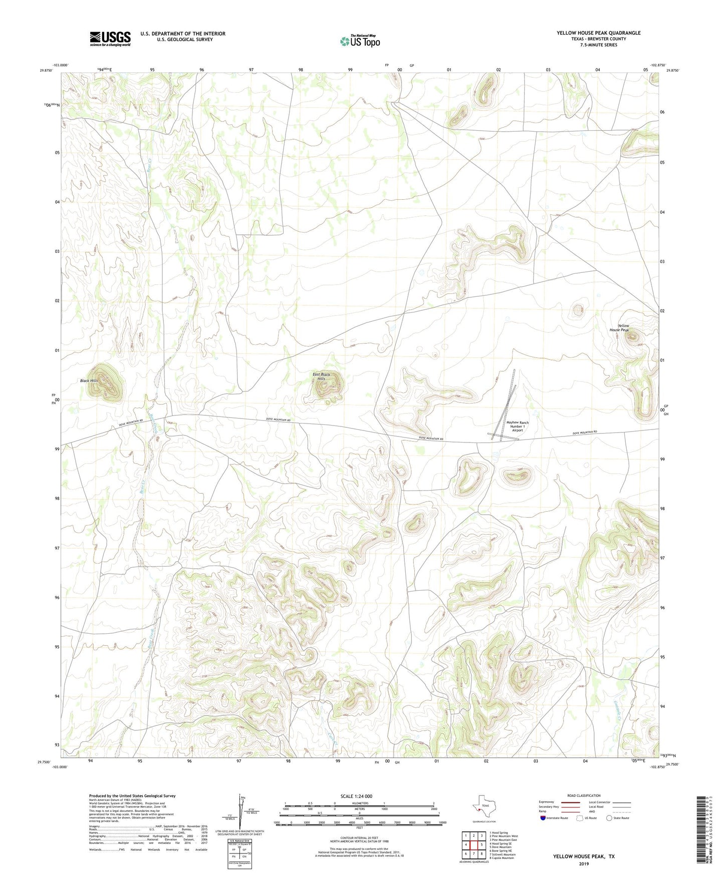 Yellow House Peak Texas US Topo Map Image