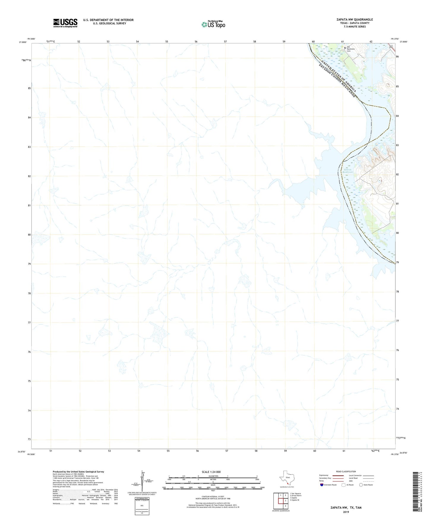 Zapata NW Texas US Topo Map Image
