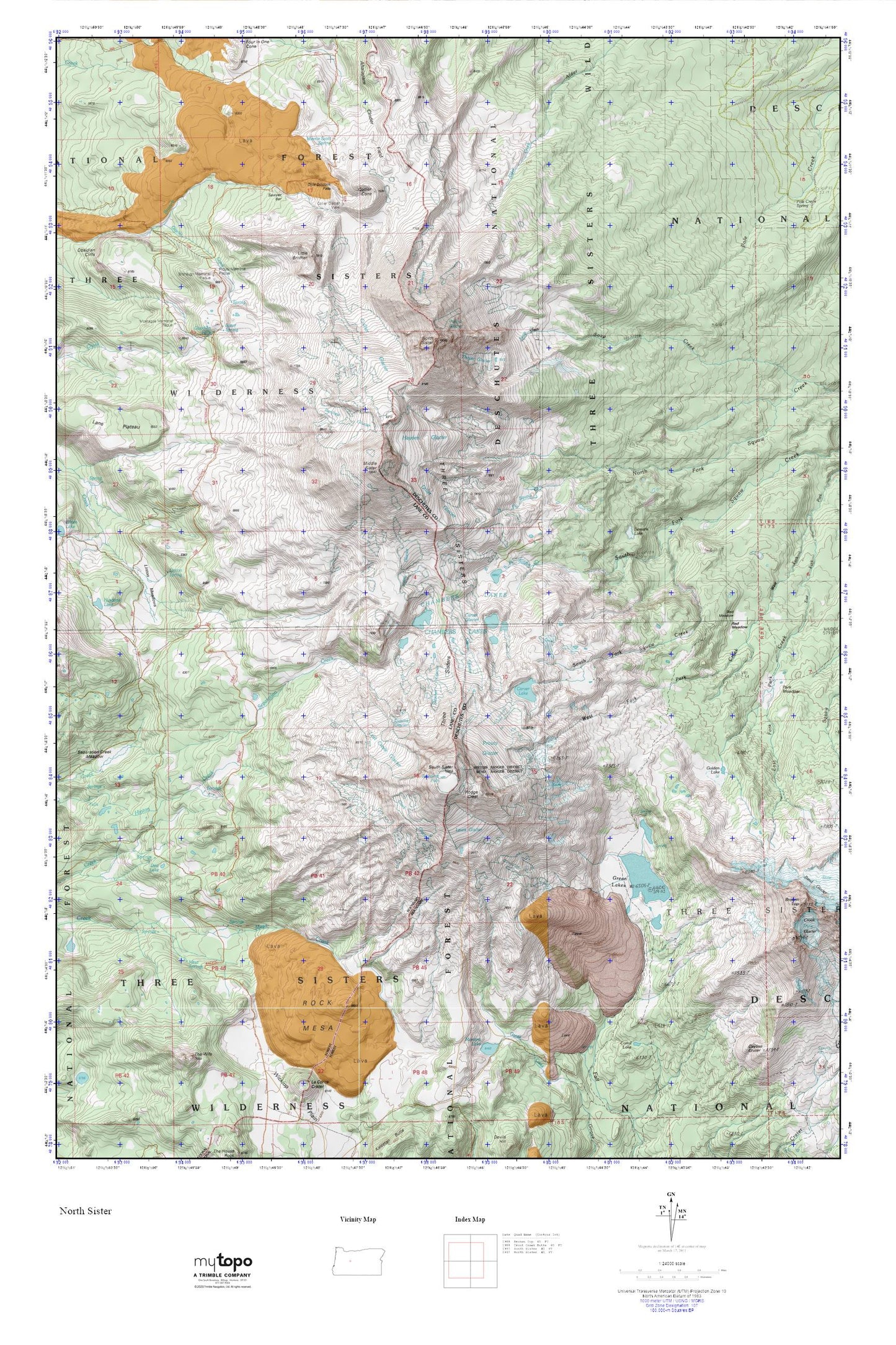 Three Sisters MyTopo Explorer Series Map Image