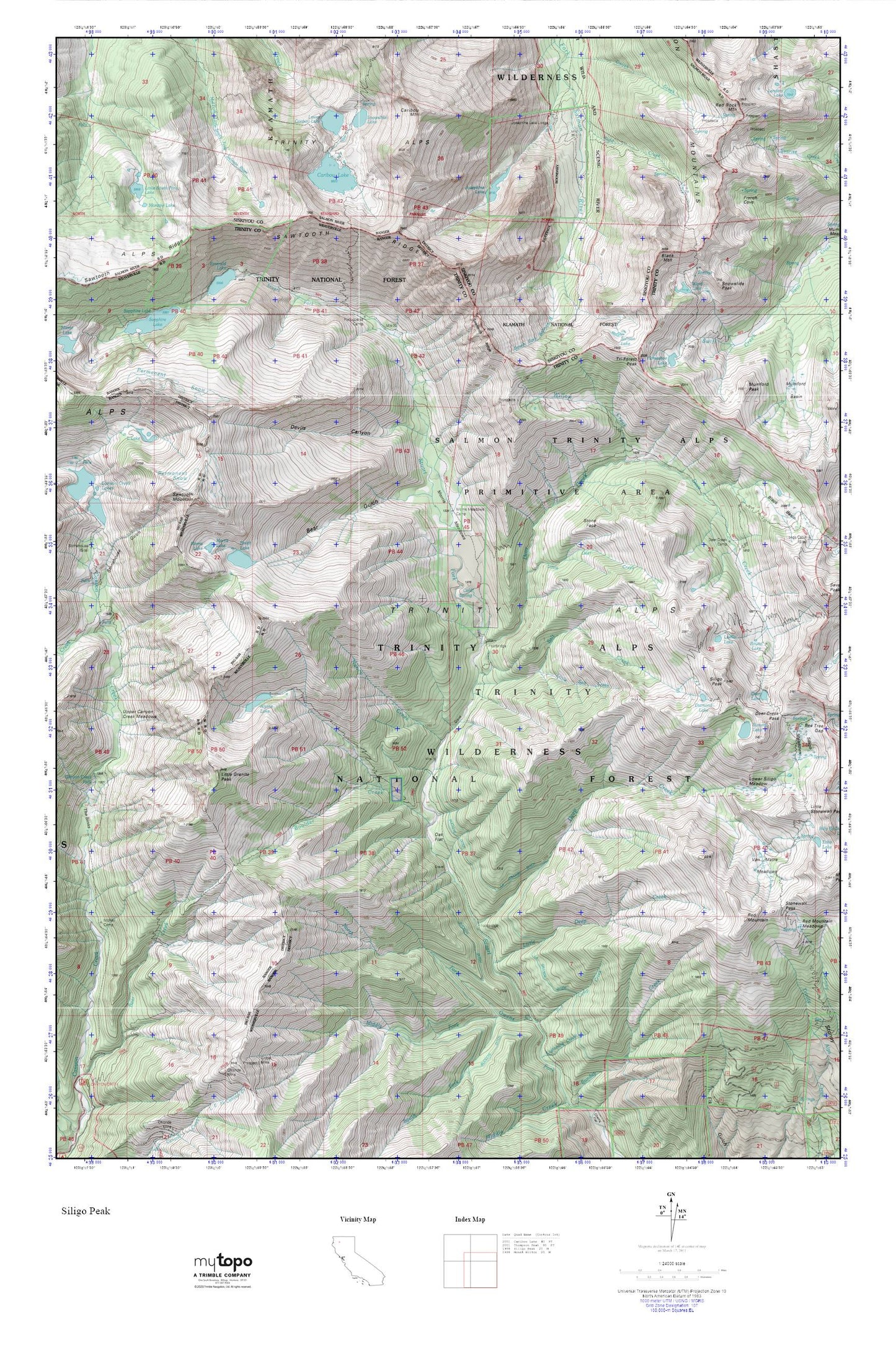 Trinity Alps MyTopo Explorer Series Map Image