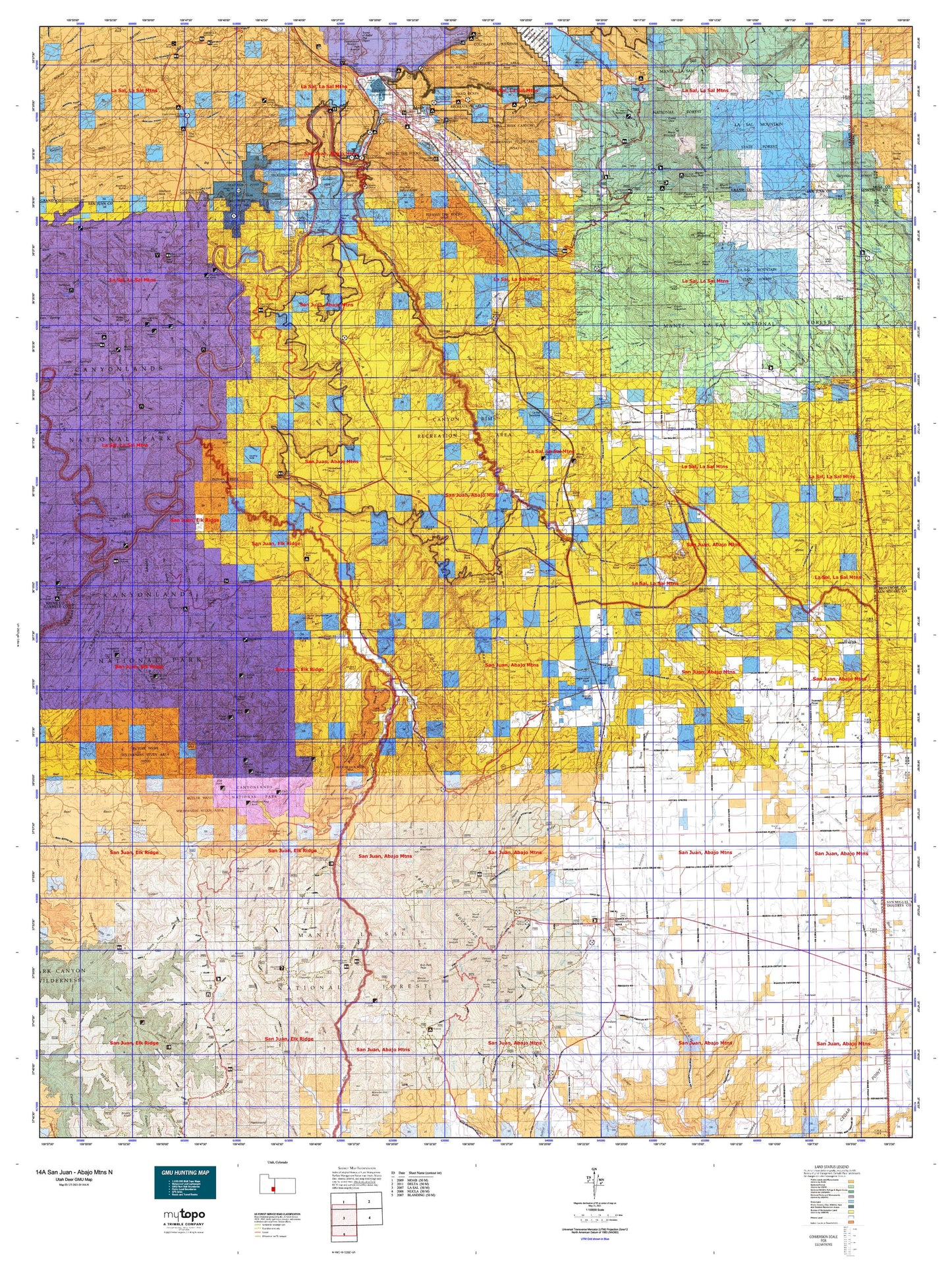 Utah Deer GMU 14A San Juan - Abajo Mtns N Map Image