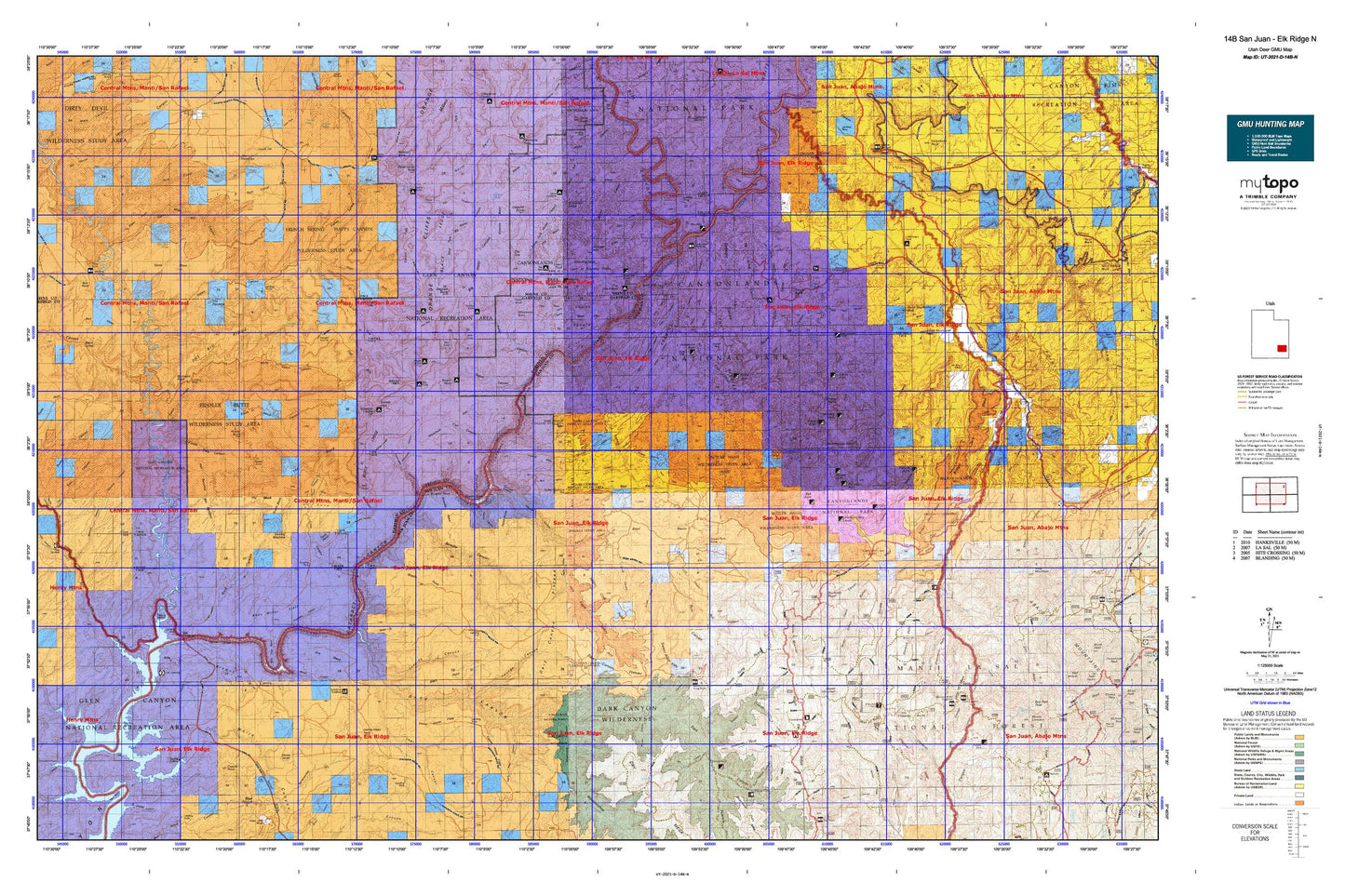 Utah Deer GMU 14B San Juan - Elk Ridge N Map Image