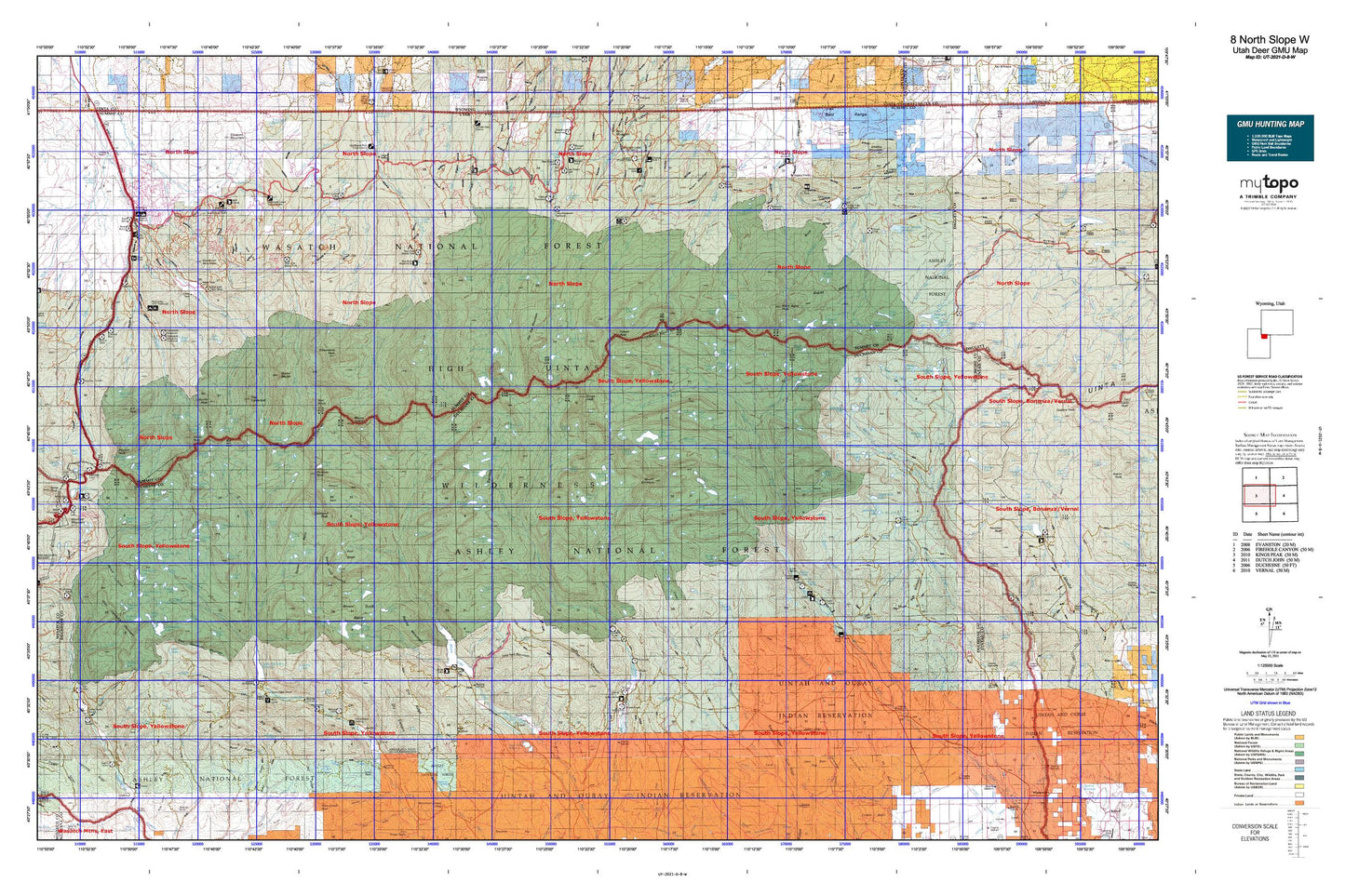 Utah Deer GMU 8 North Slope W Map Image