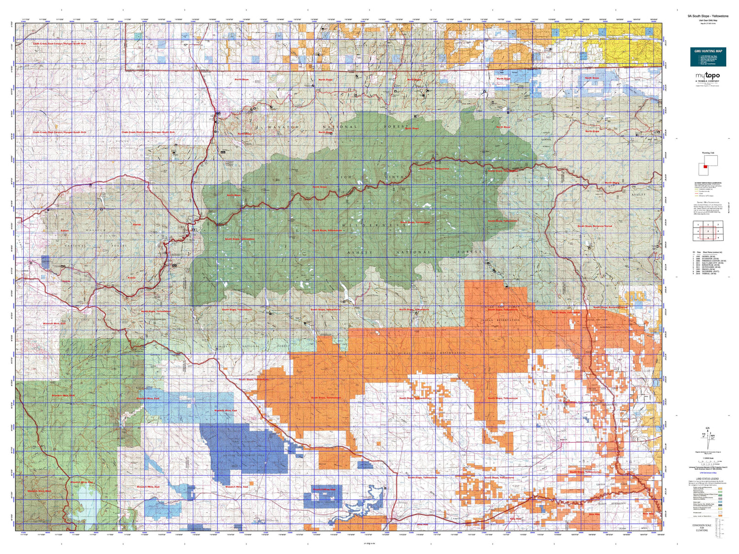 Utah Deer GMU 9A South Slope - Yellowstone Map Image