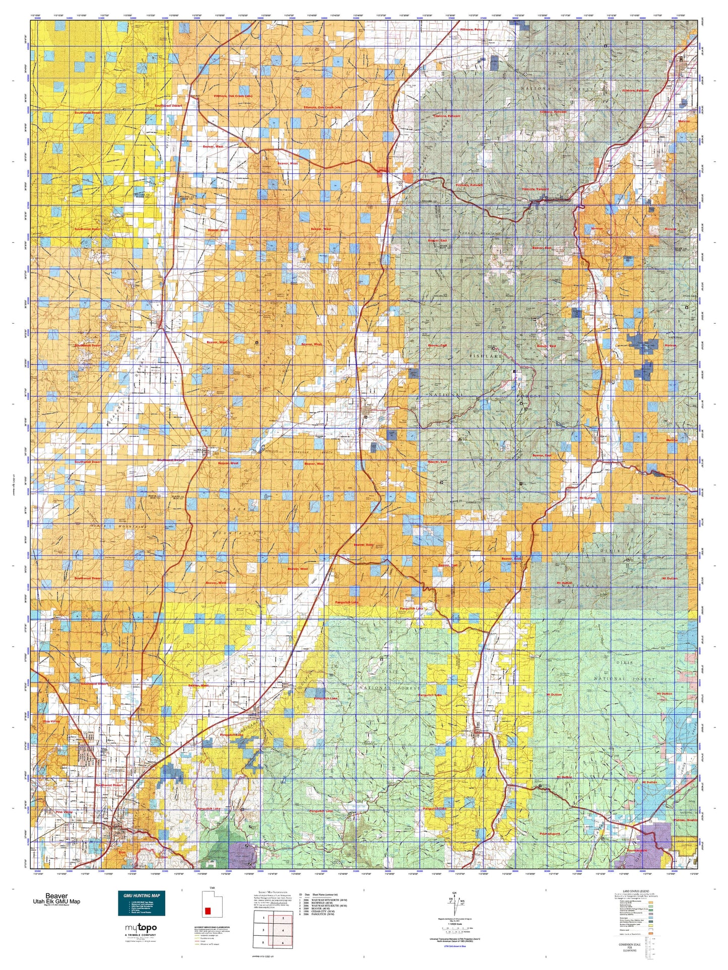 Utah Elk GMU Beaver Map Image
