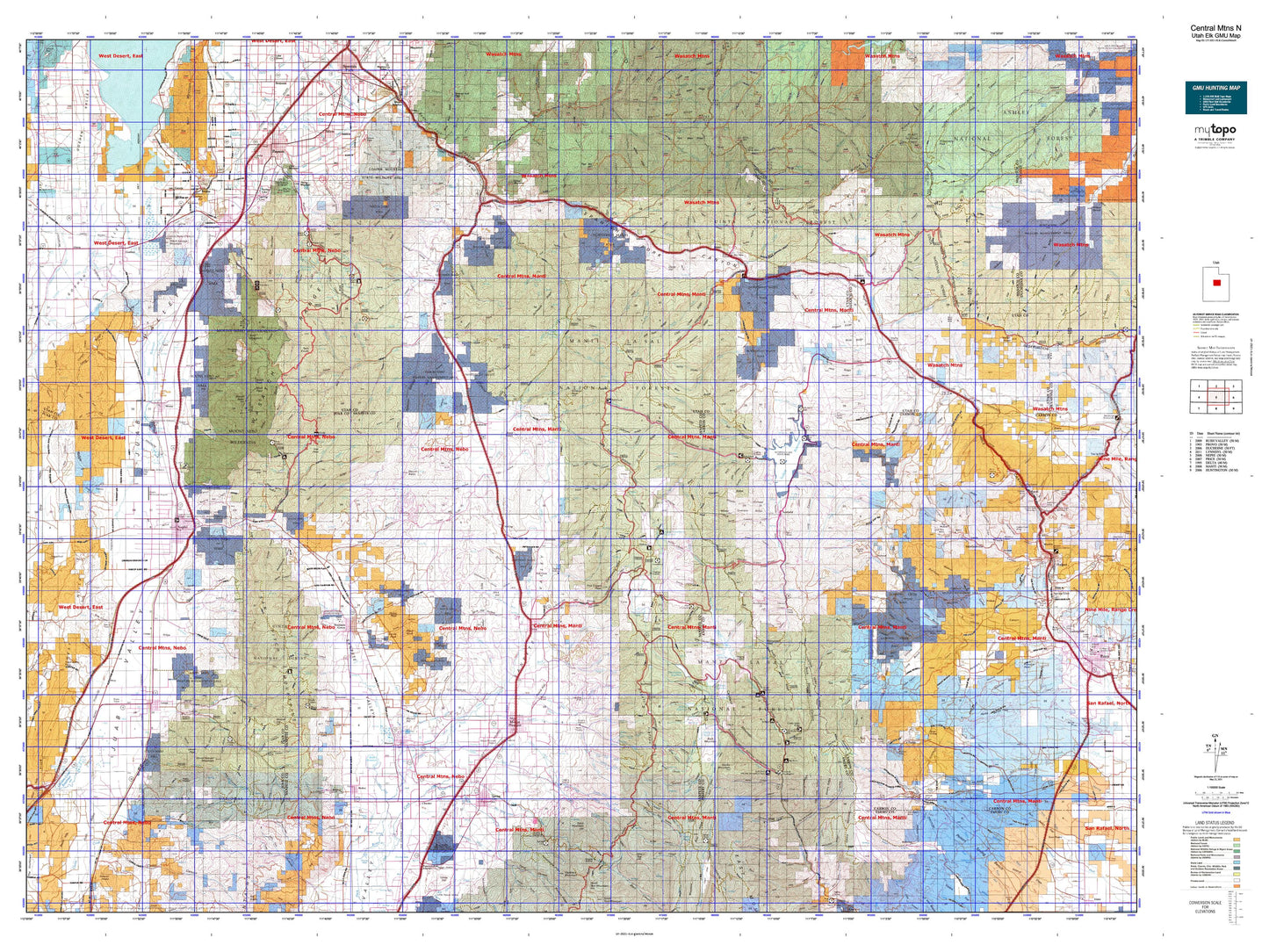 Utah Elk GMU Central Mtns N Map Image