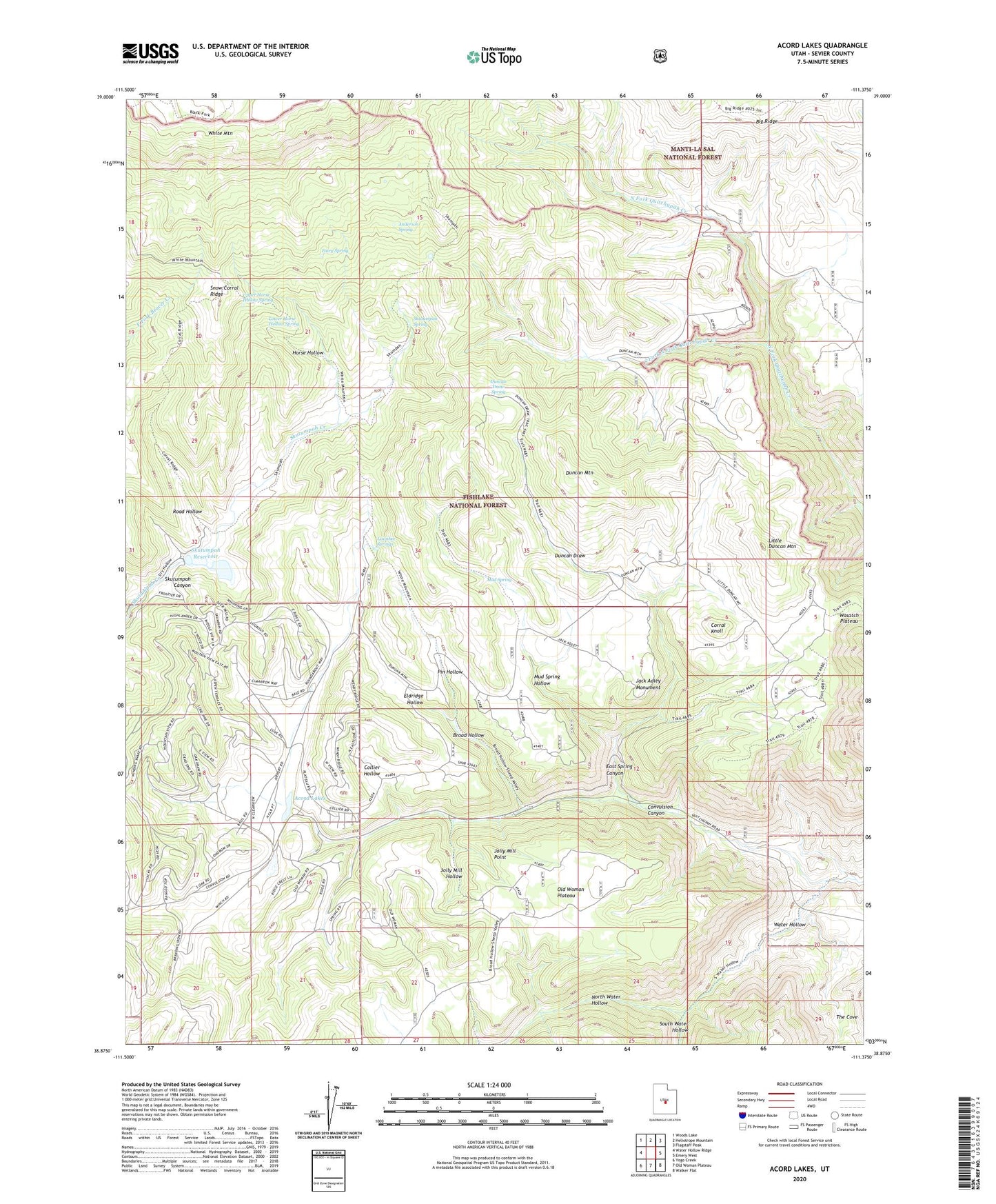 Acord Lakes Utah US Topo Map Image