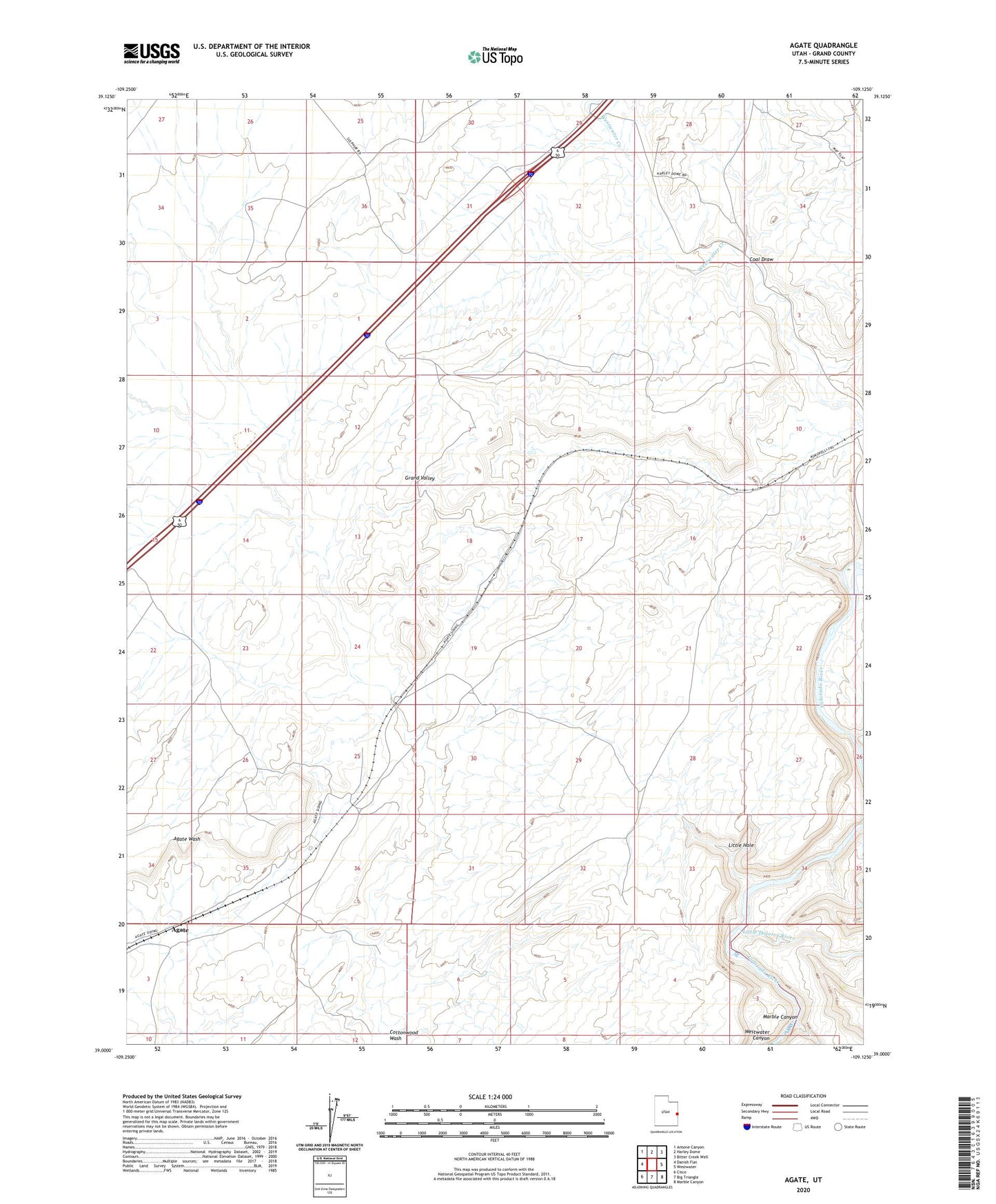 Agate Utah US Topo Map Image