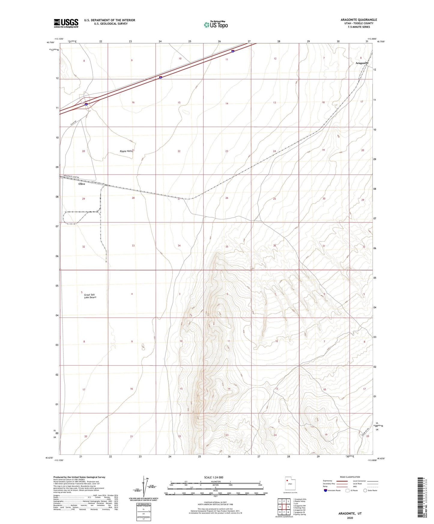 Aragonite Utah US Topo Map Image