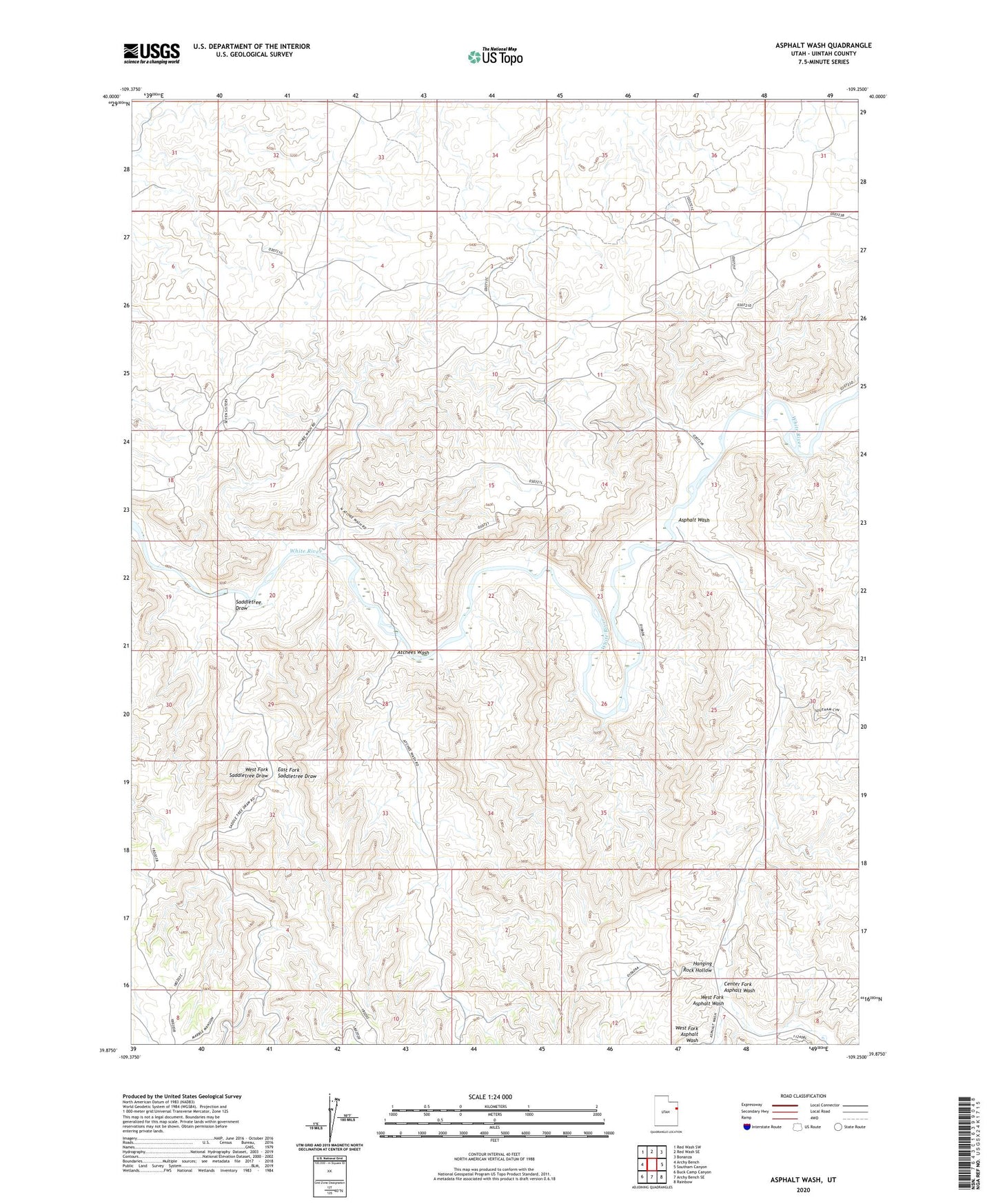 Asphalt Wash Utah US Topo Map Image