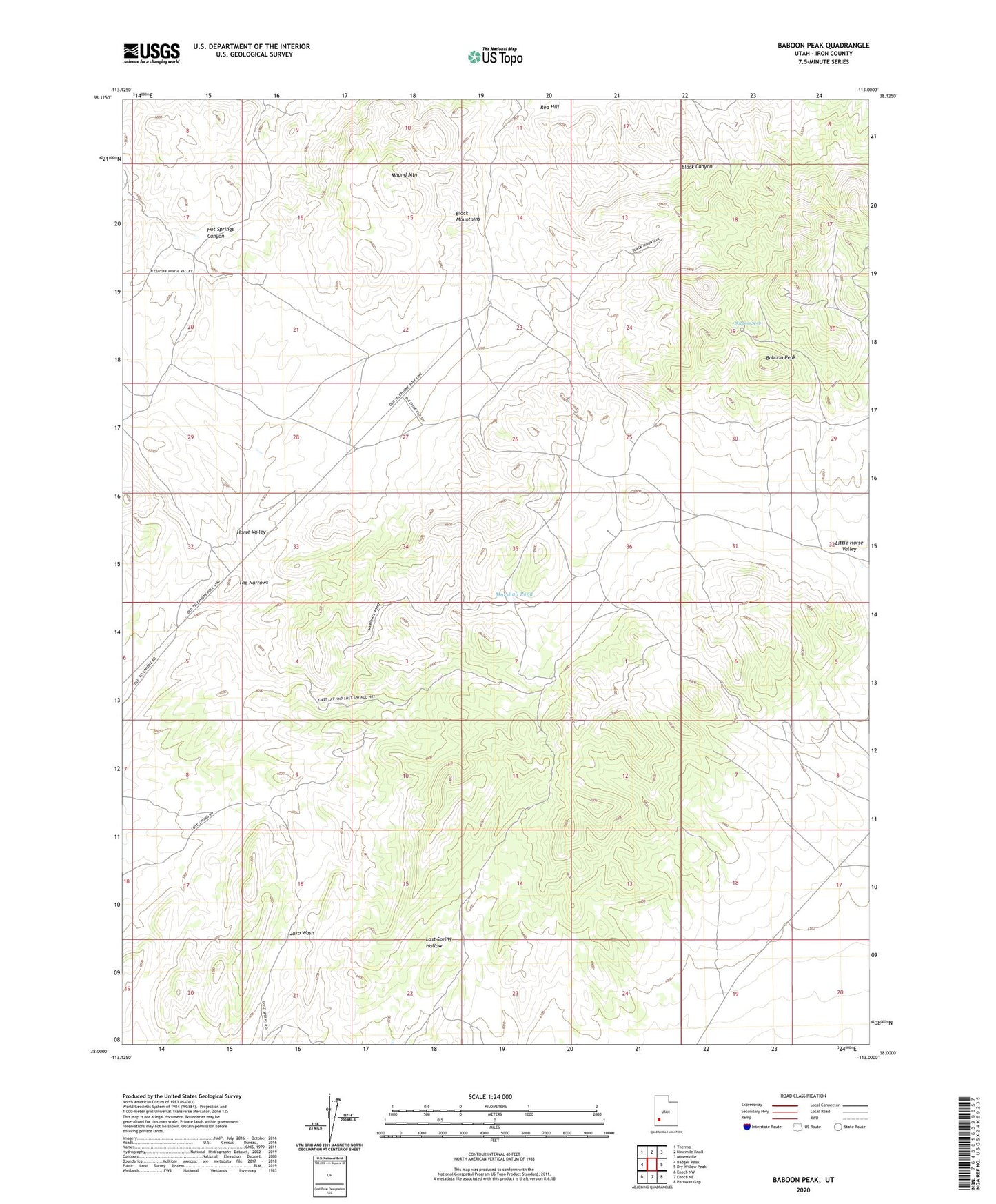 Baboon Peak Utah US Topo Map Image