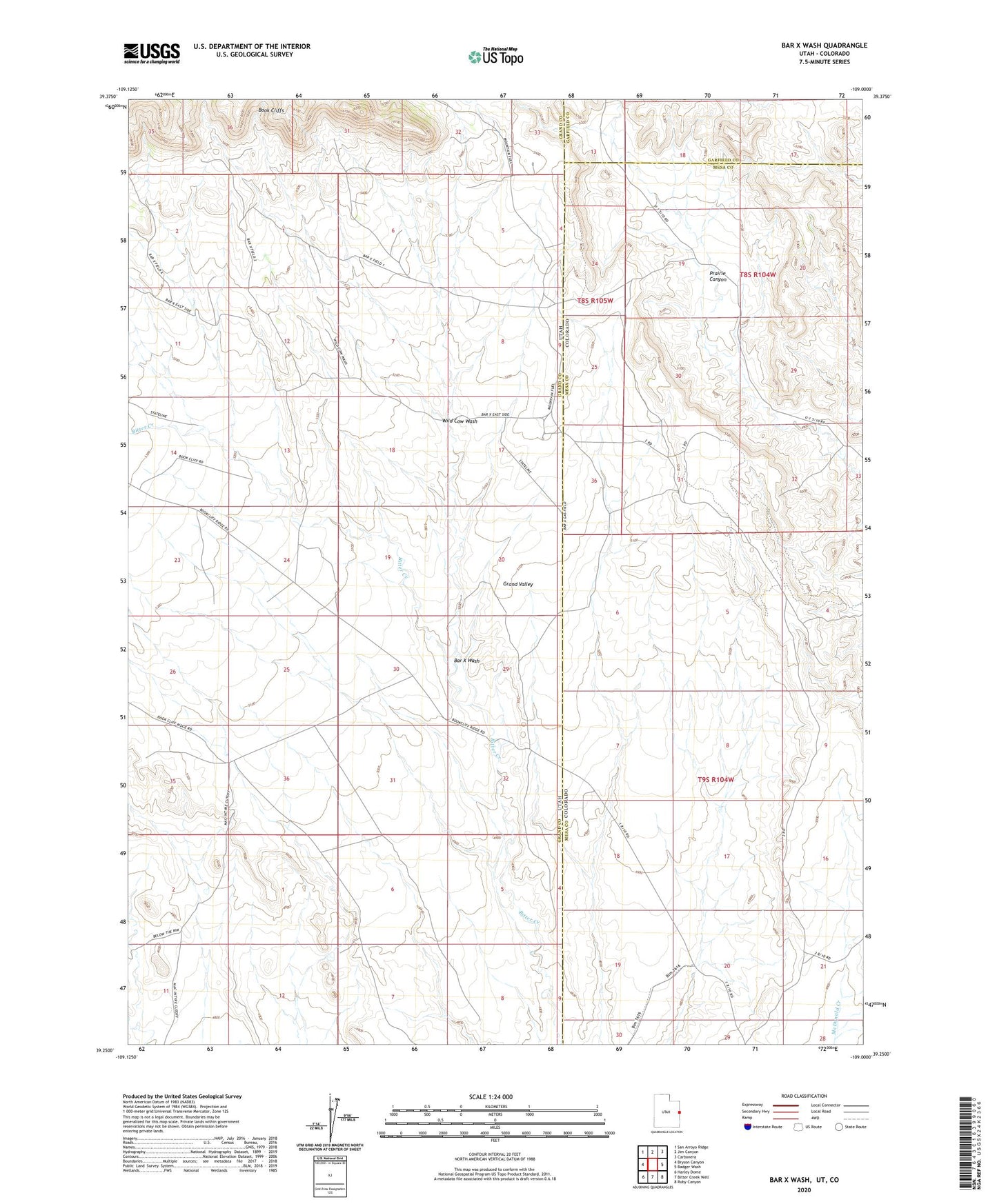 Bar X Wash Utah US Topo Map Image