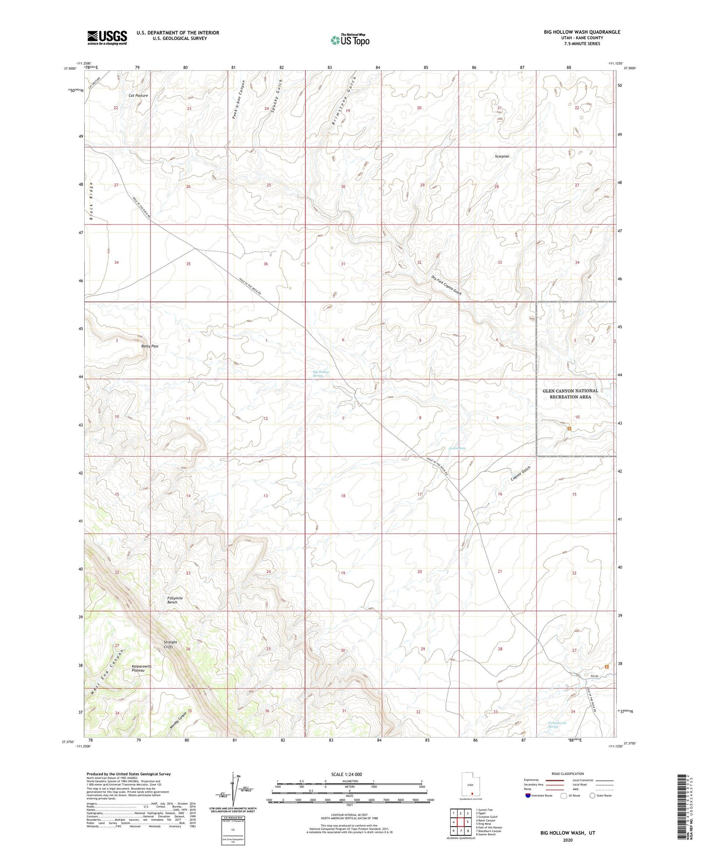 Big Hollow Wash Utah US Topo Map Image