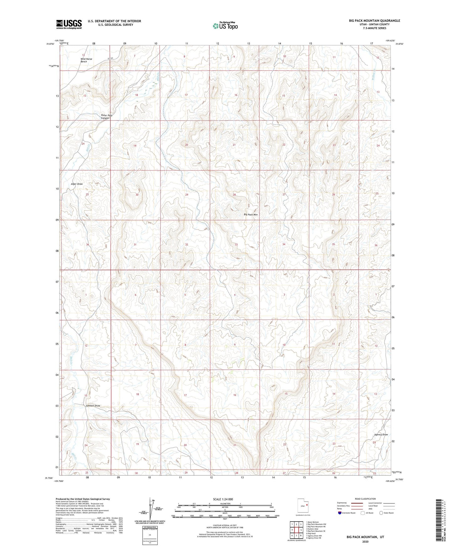 Big Pack Mountain Utah US Topo Map Image