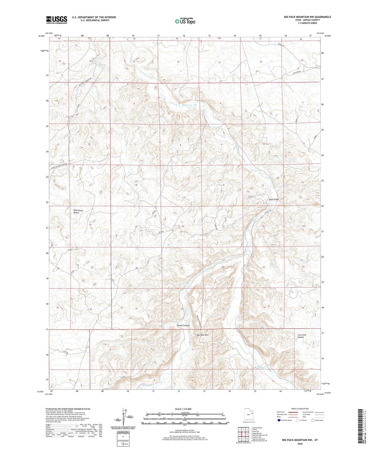Big Pack Mountain NW Utah US Topo Map Image