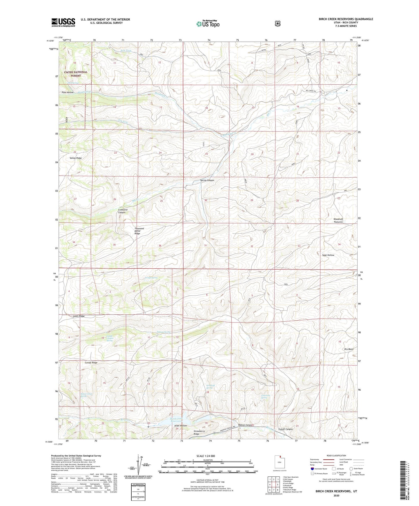 Birch Creek Reservoirs Utah US Topo Map Image
