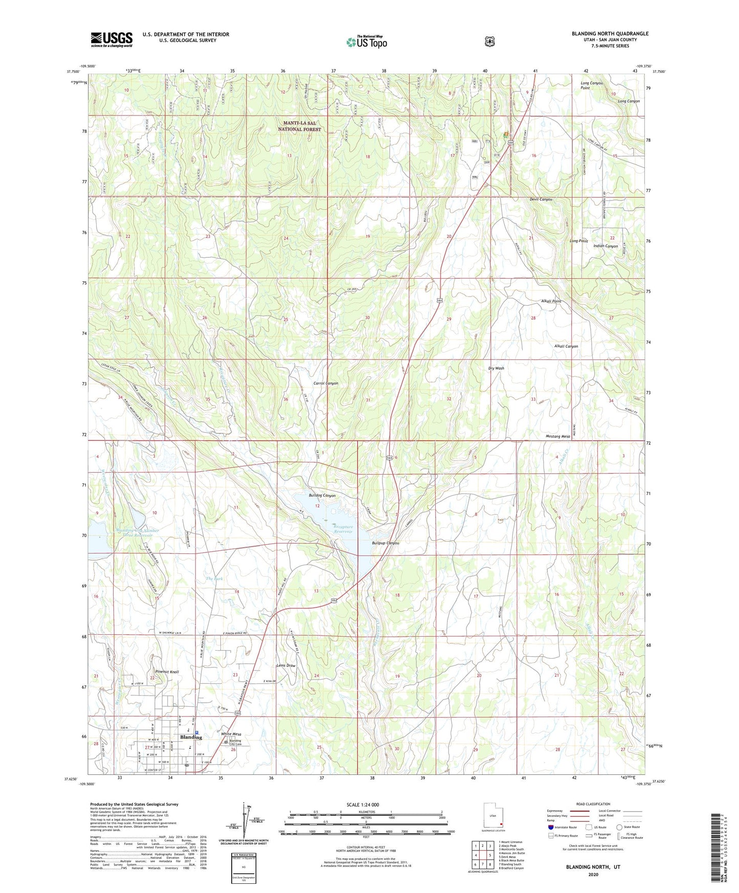 Blanding North Utah US Topo Map Image