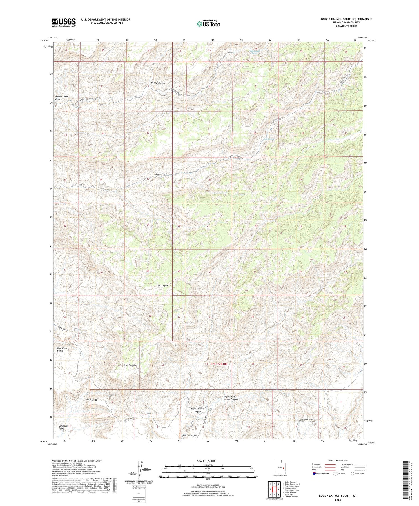 Bobby Canyon South Utah US Topo Map Image