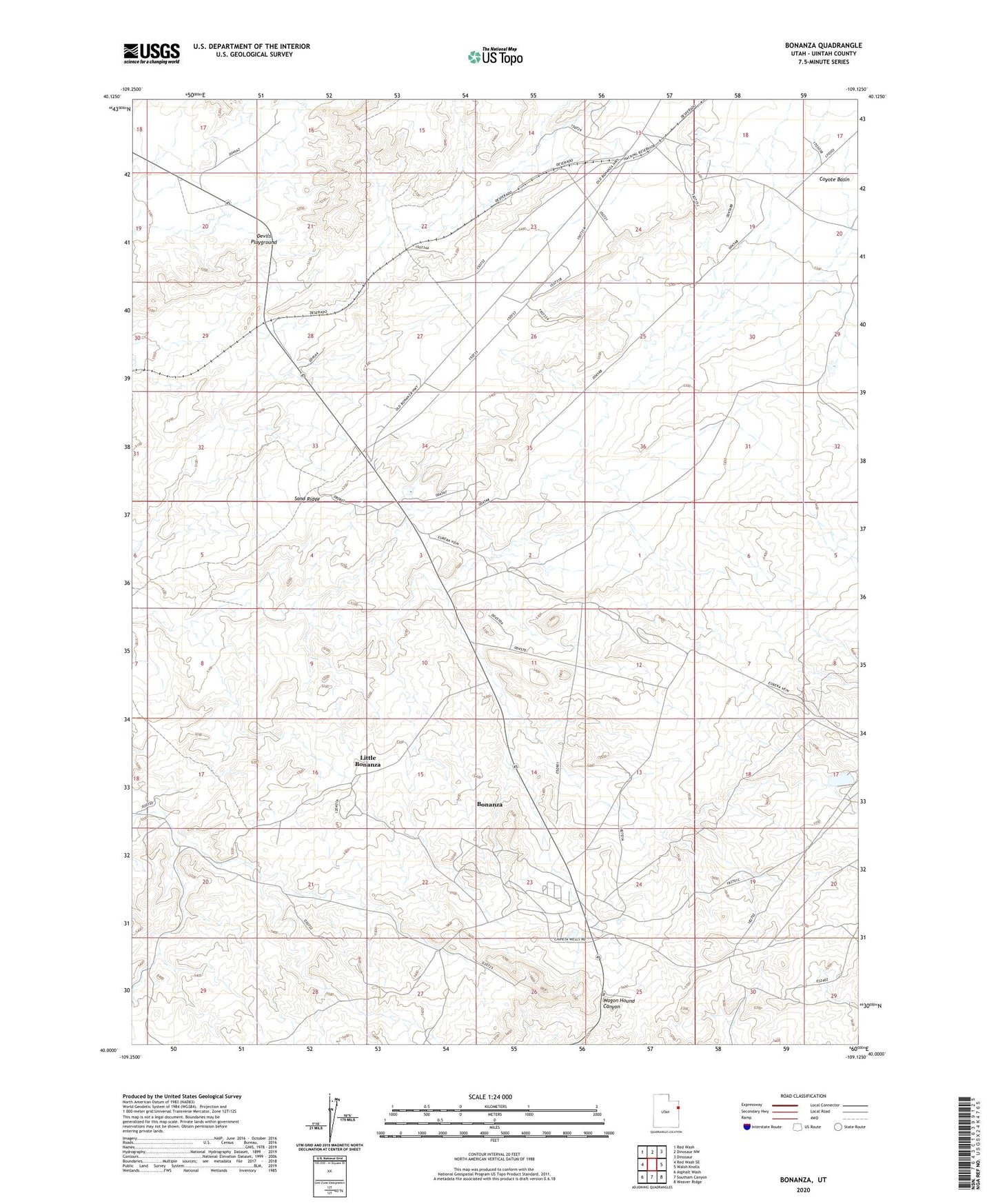 Bonanza Utah US Topo Map Image