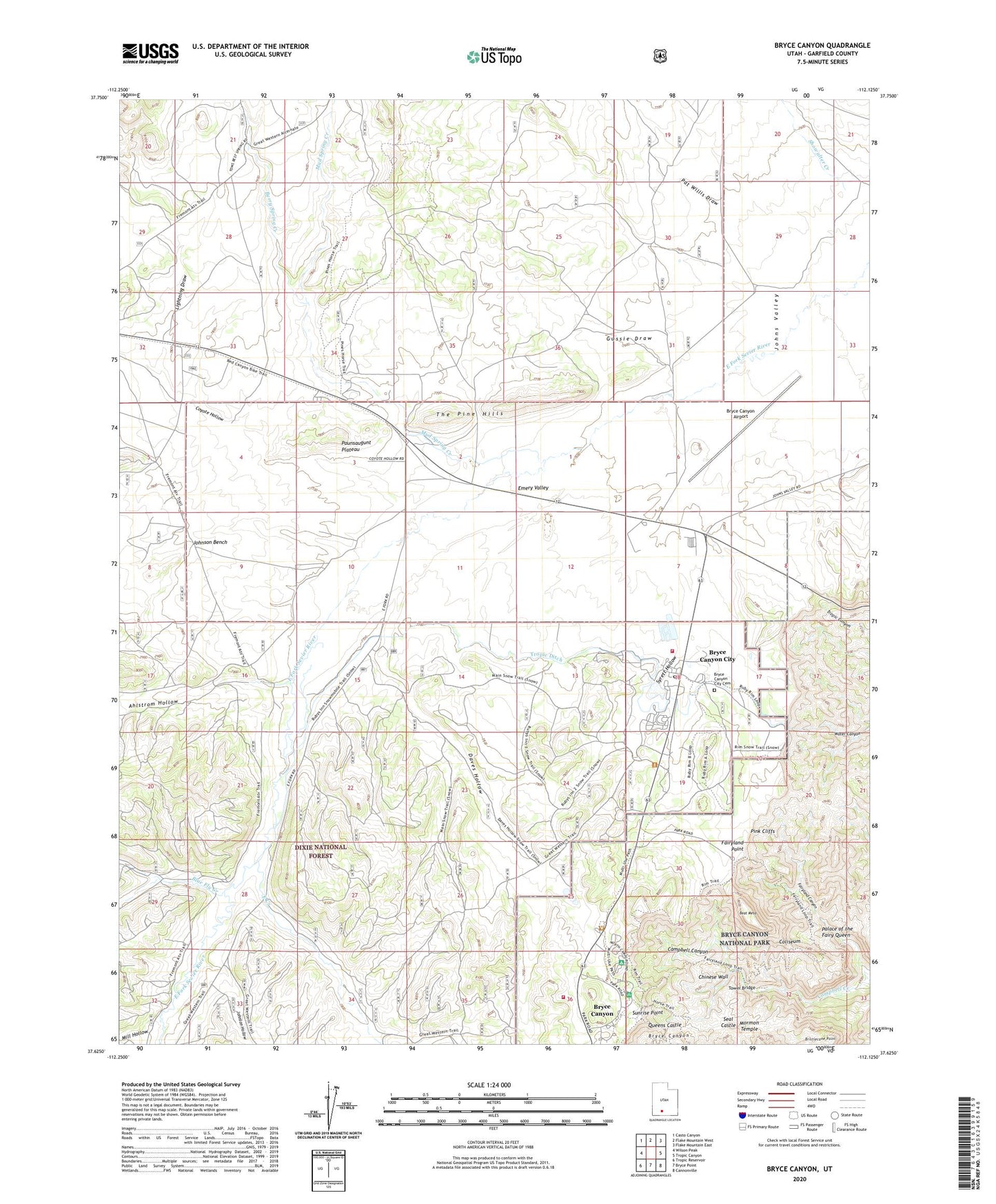 Bryce Canyon Utah US Topo Map Image