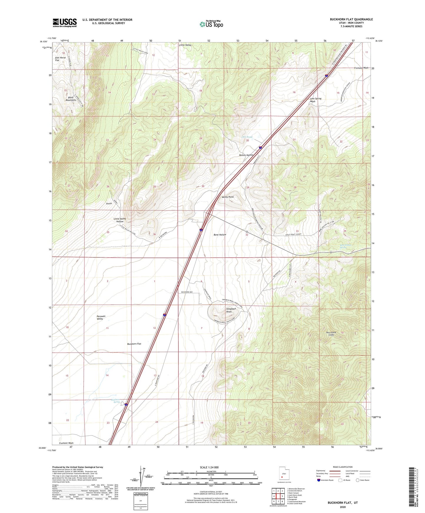 Buckhorn Flat Utah US Topo Map Image