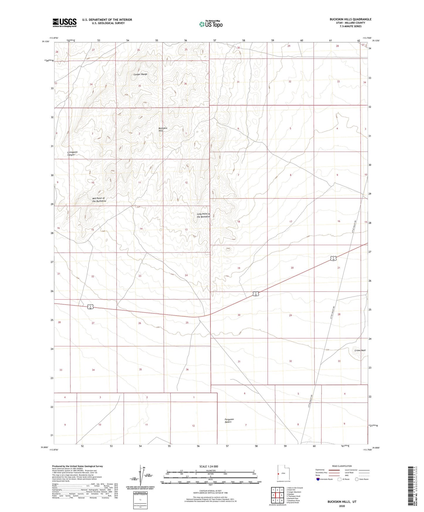 Buckskin Hills Utah US Topo Map Image