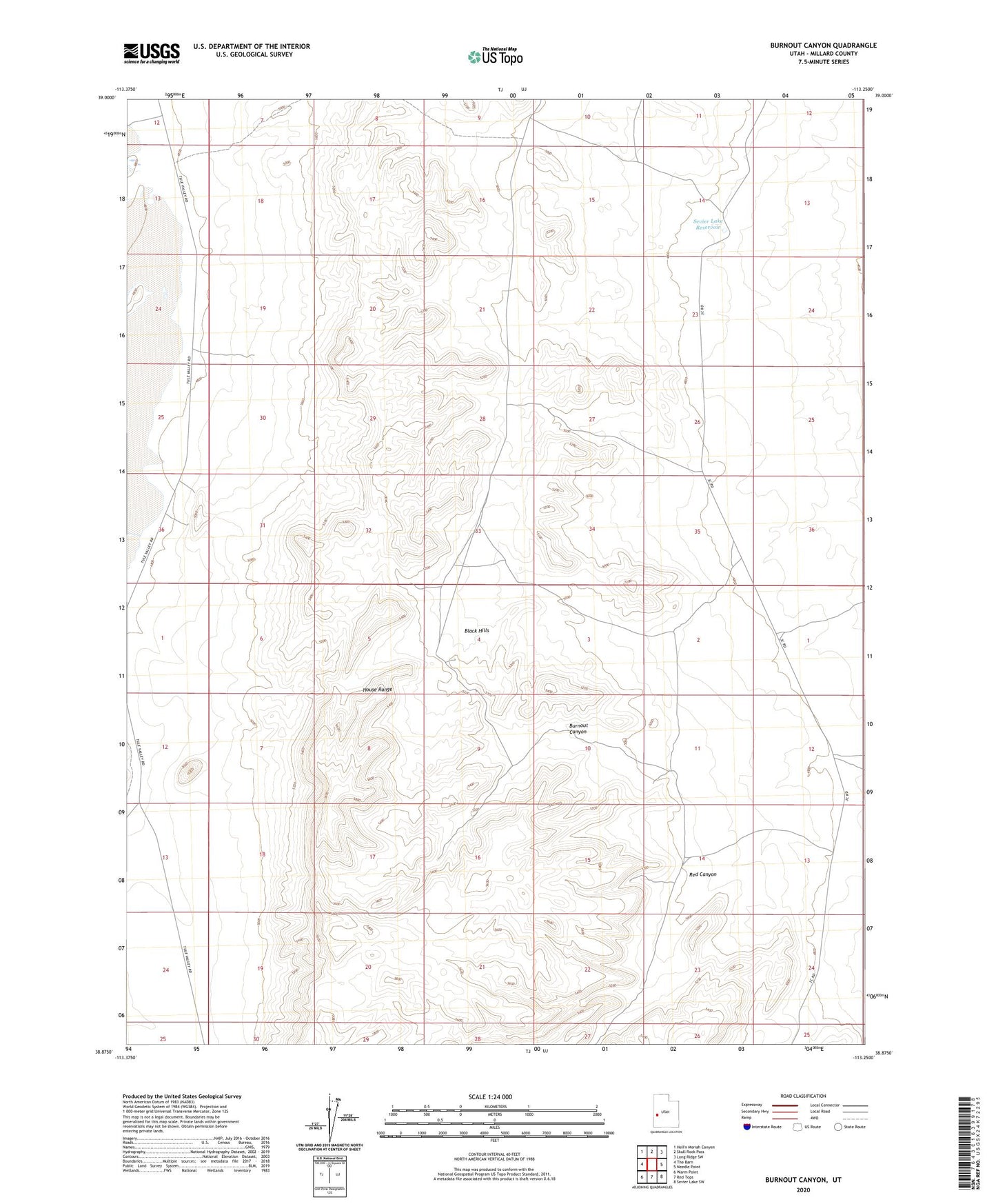 Burnout Canyon Utah US Topo Map Image