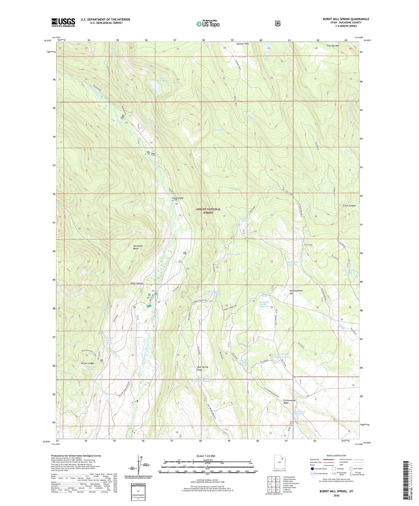 Burnt Mill Spring Utah US Topo Map Image