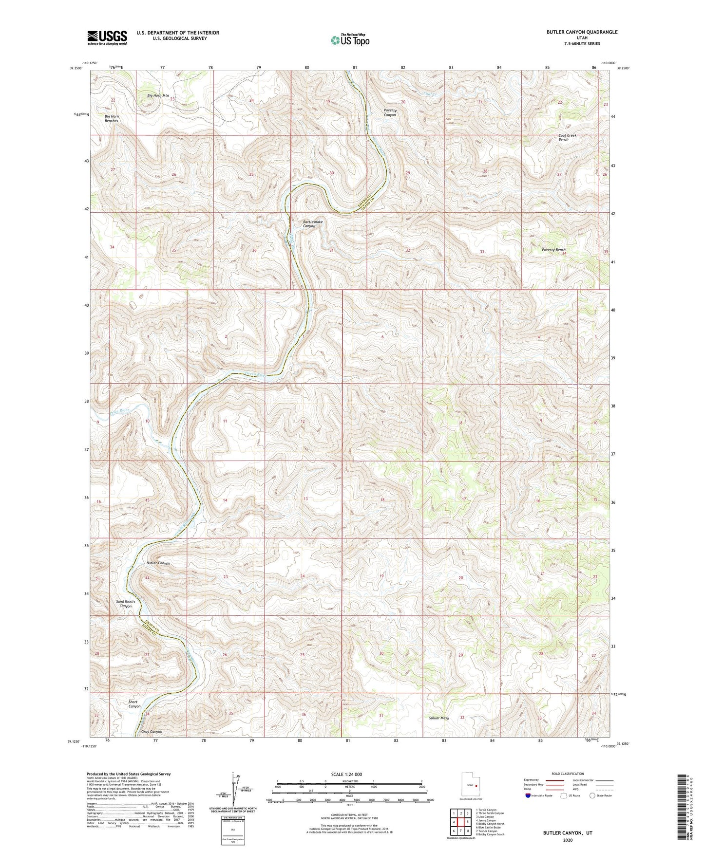 Butler Canyon Utah US Topo Map Image
