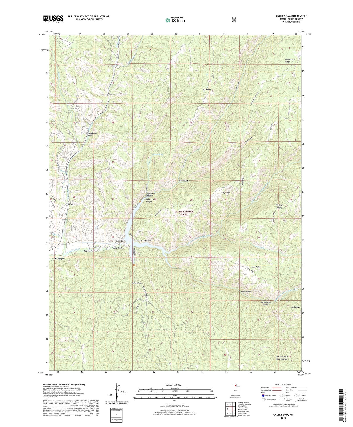 Causey Dam Utah US Topo Map Image