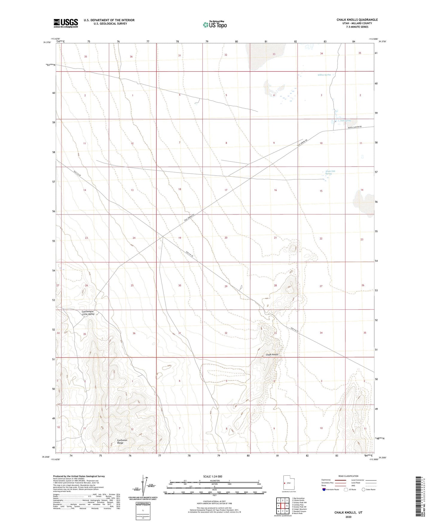 Chalk Knolls Utah US Topo Map Image